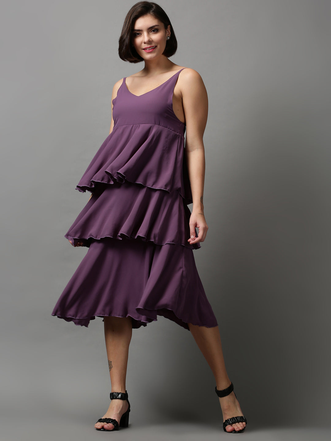 Women's Violet Solid Maxi Dress