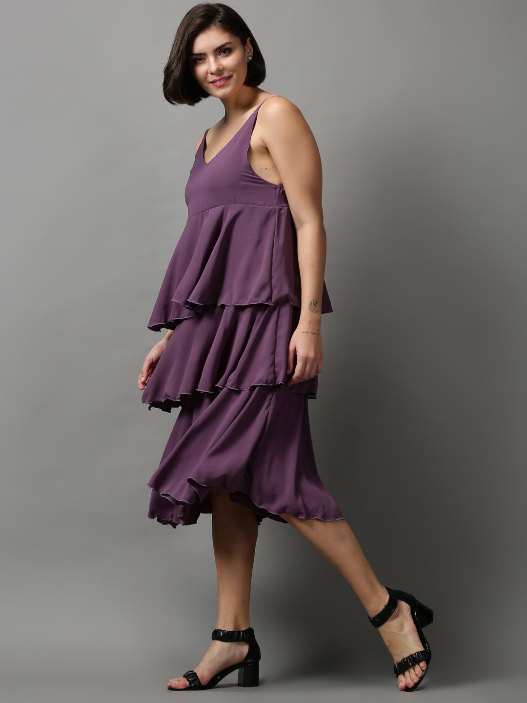 Women's Violet Solid Maxi Dress