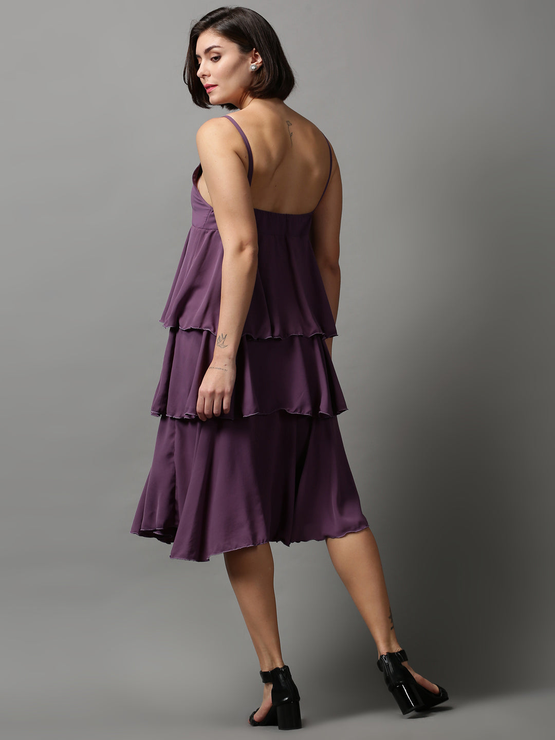 Women's Violet Solid Maxi Dress