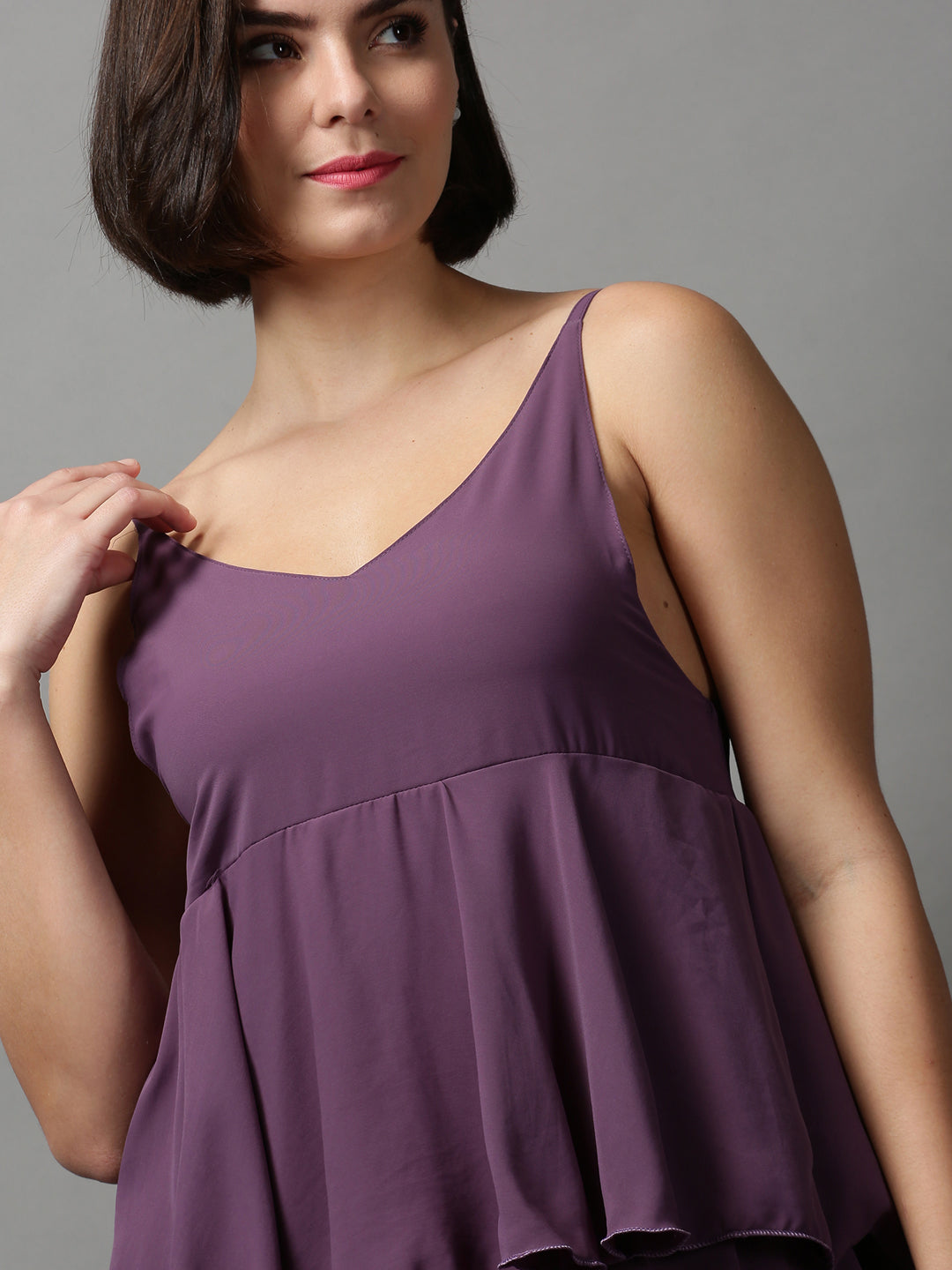 Women's Violet Solid Maxi Dress