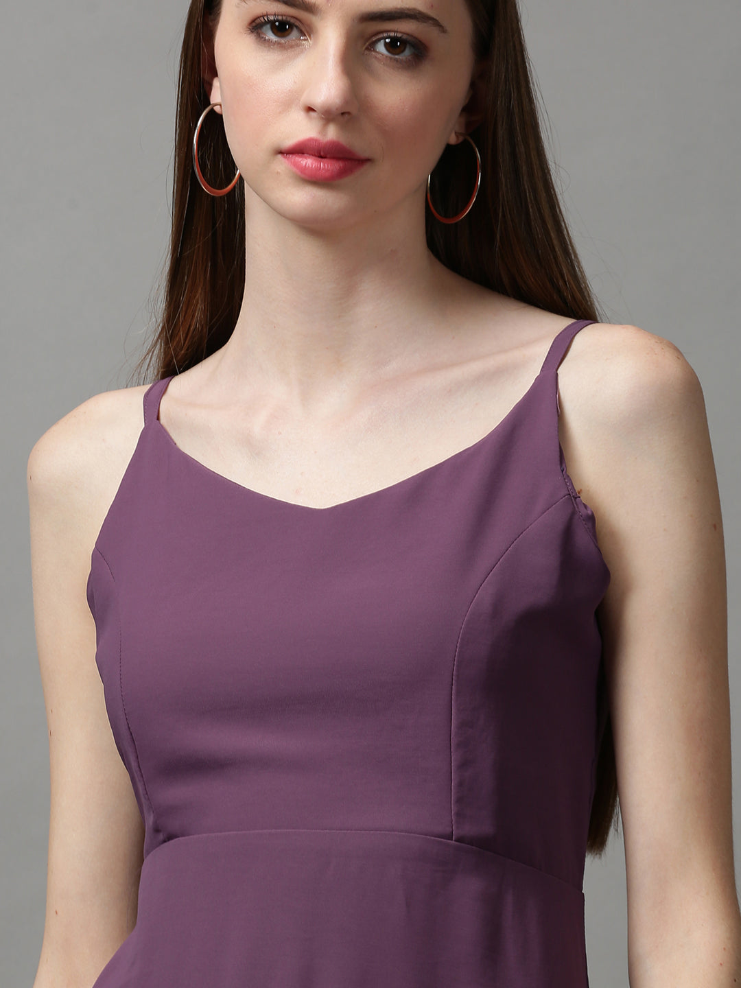 Women's Violet Solid A-Line Dress