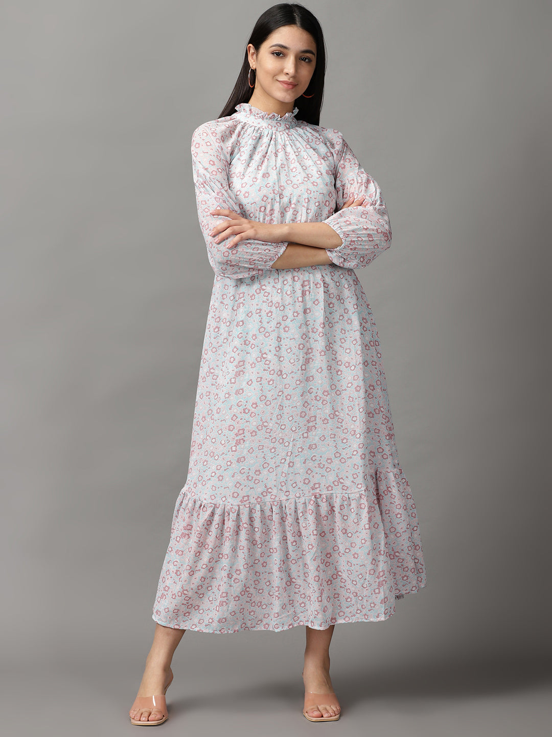 Women's Multi Floral Fit and Flare Dress