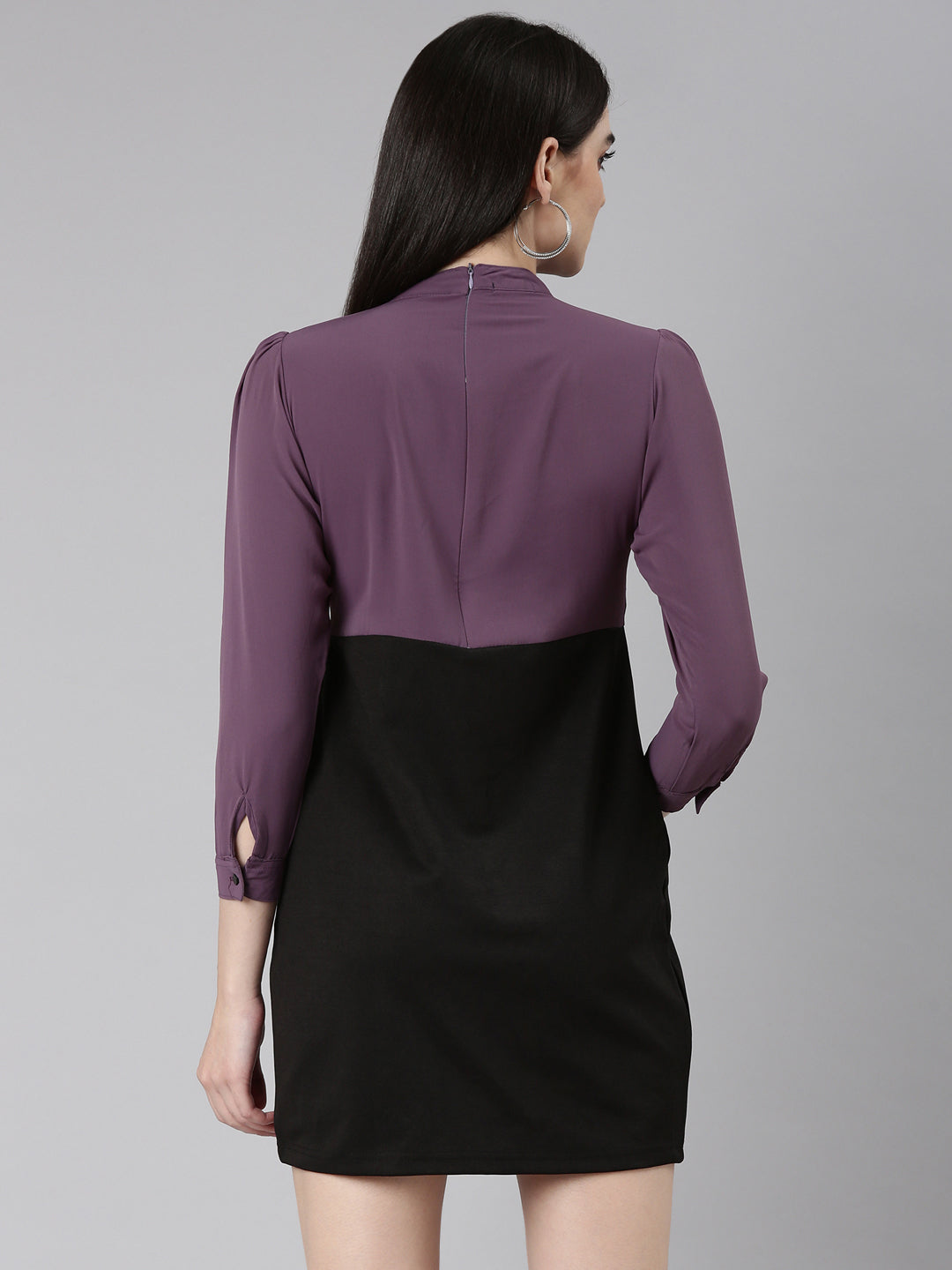 Women Purple Colourblock Bodycon Dress