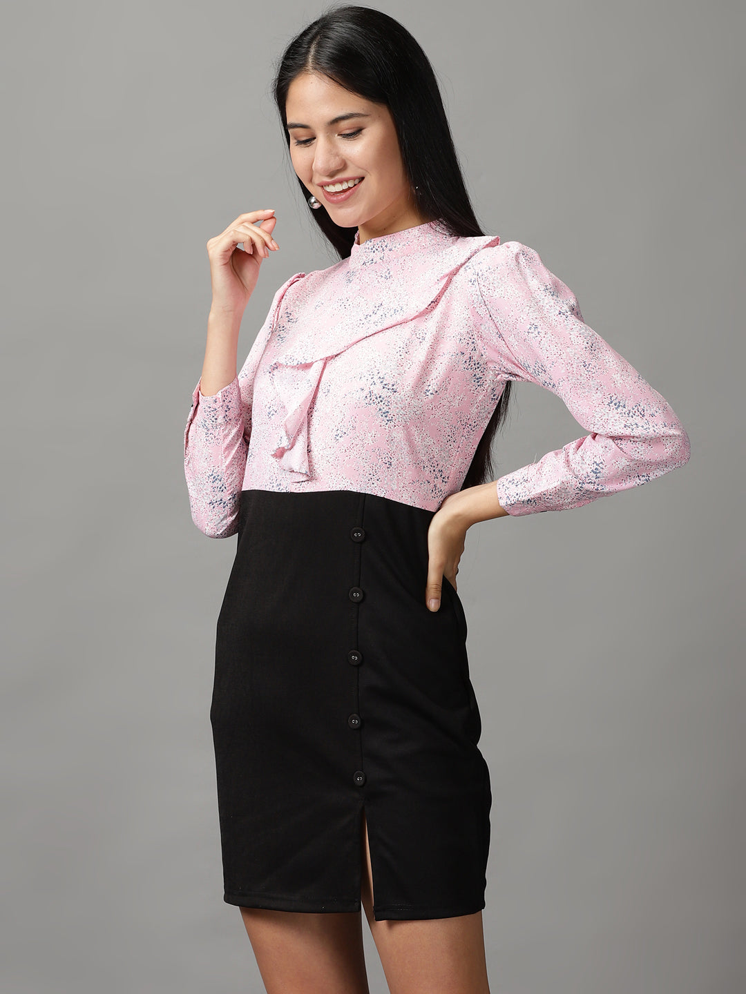 Women's Pink Printed Sheath Dress