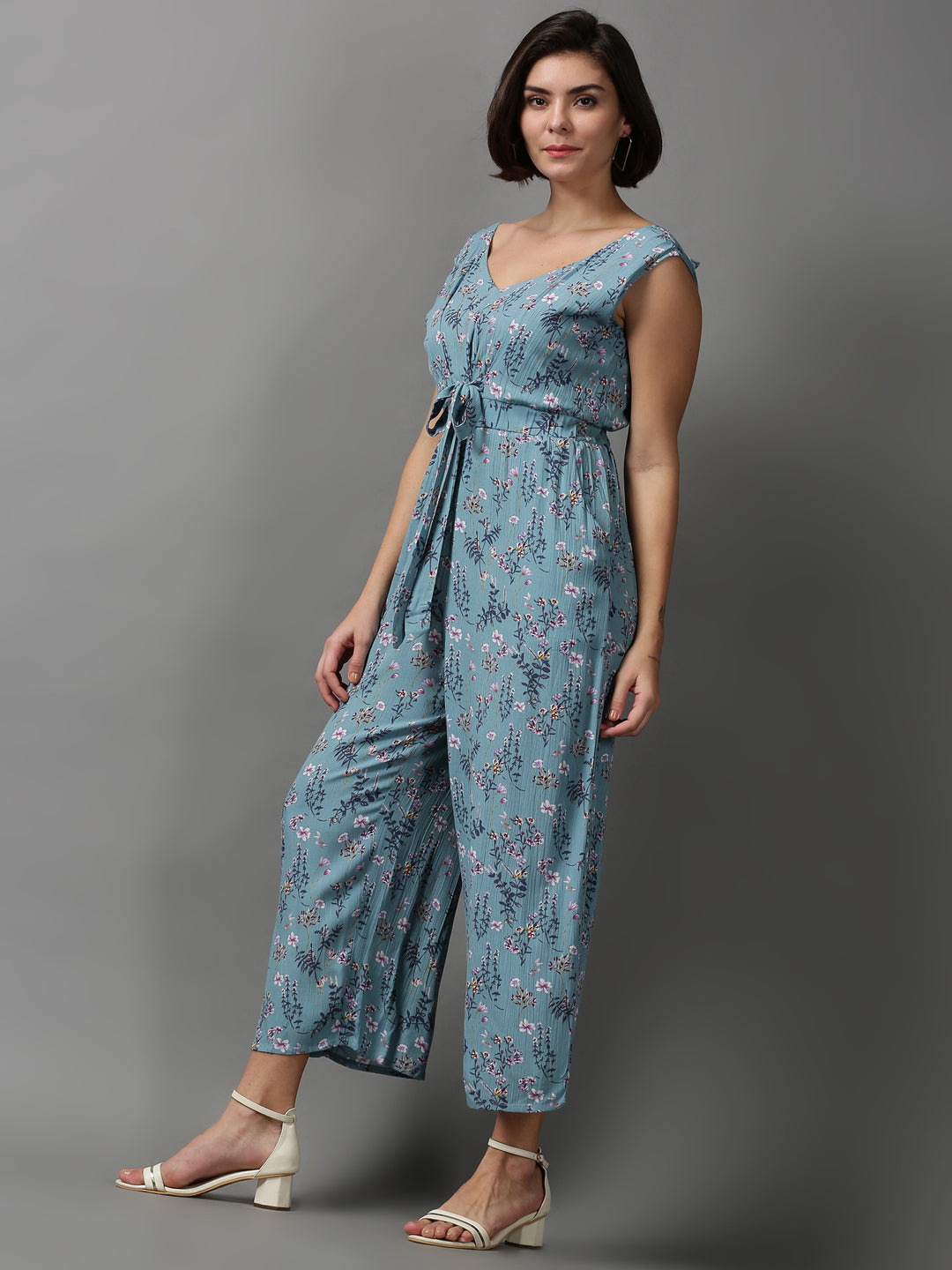 Women's Blue Printed Jumpsuit