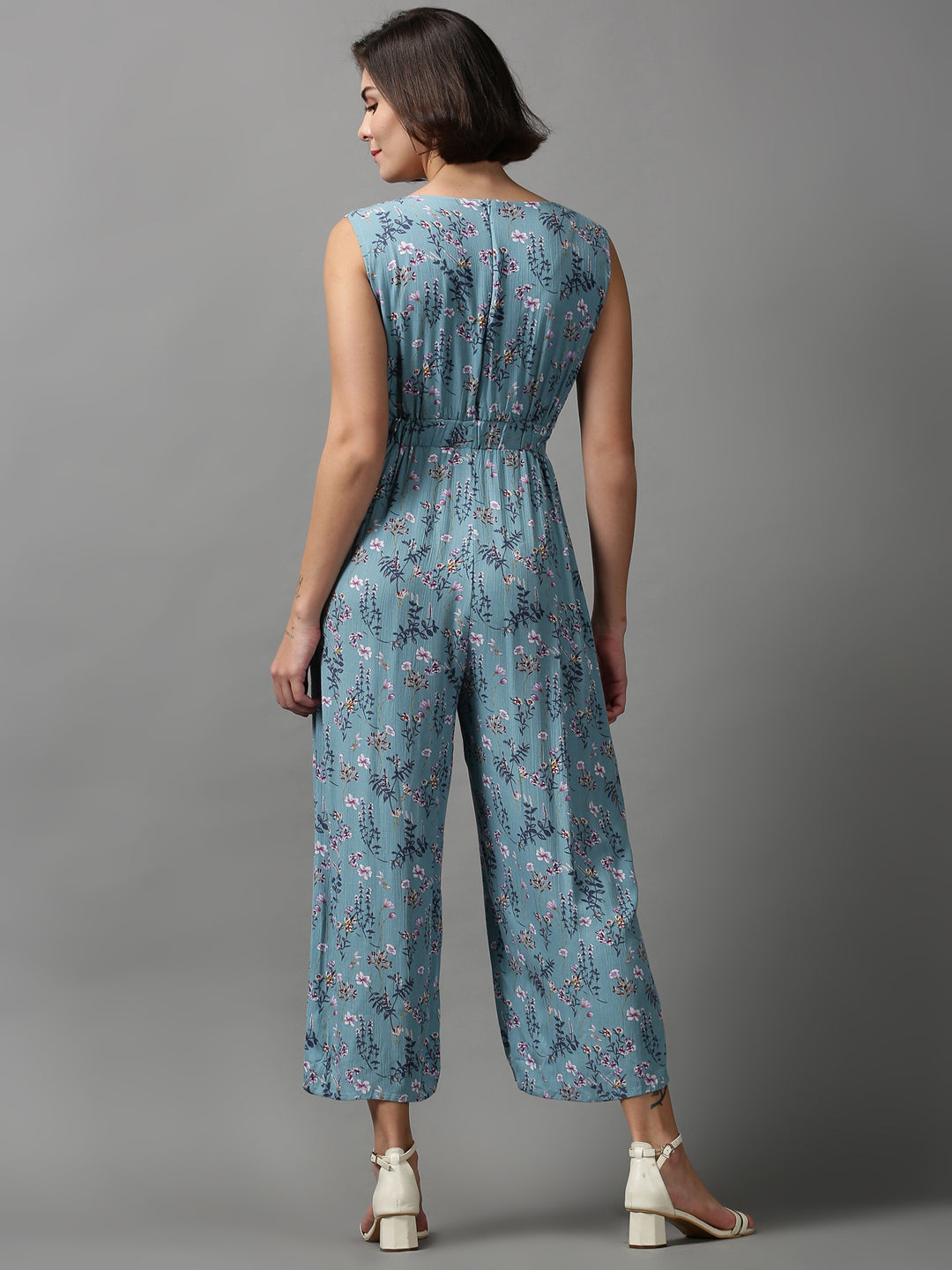 Women's Blue Printed Jumpsuit