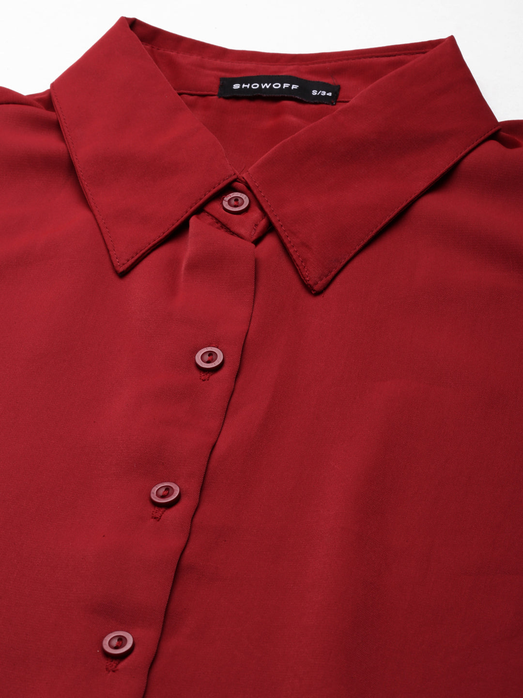 Women Burgundy Solid Shirt