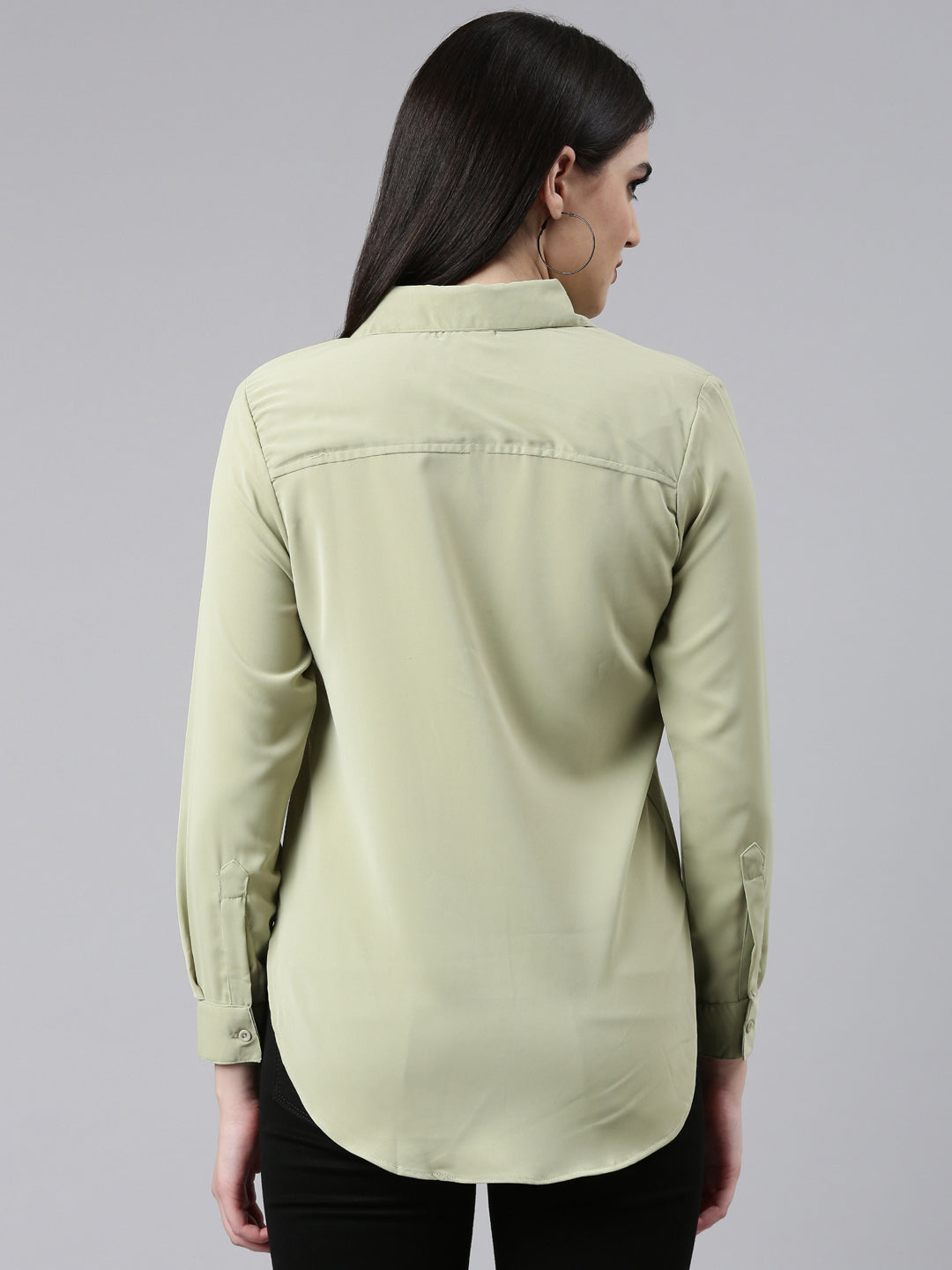 Women Olive Solid Shirt