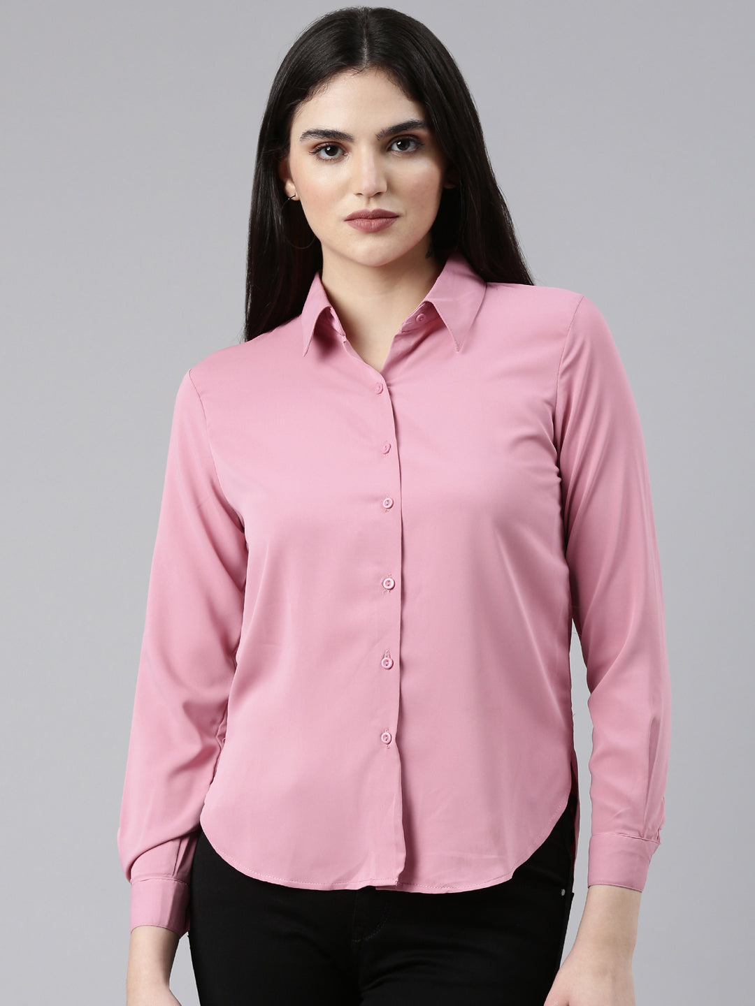 Women Pink Solid Shirt