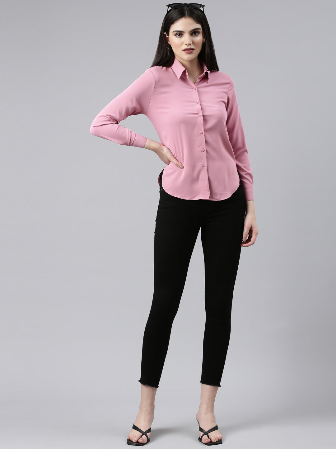 Women Pink Solid Shirt