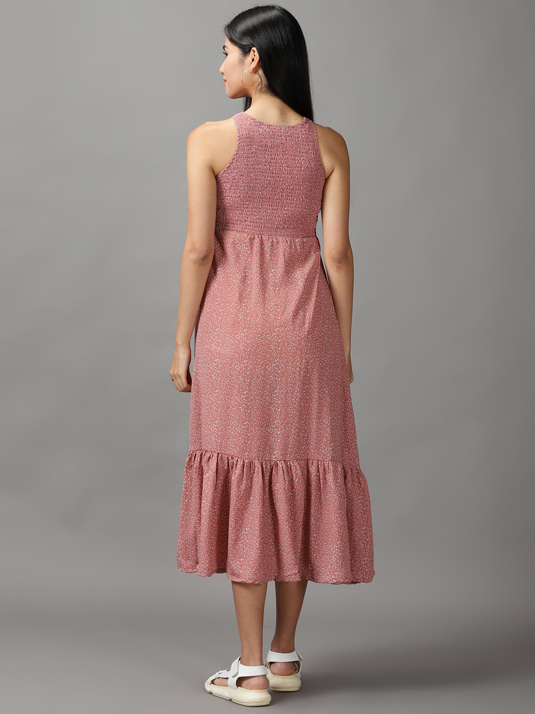 Women's Mauve Printed Fit and Flare Dress