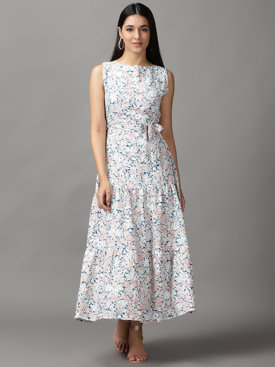 Women's Multi Floral Fit and Flare Dress