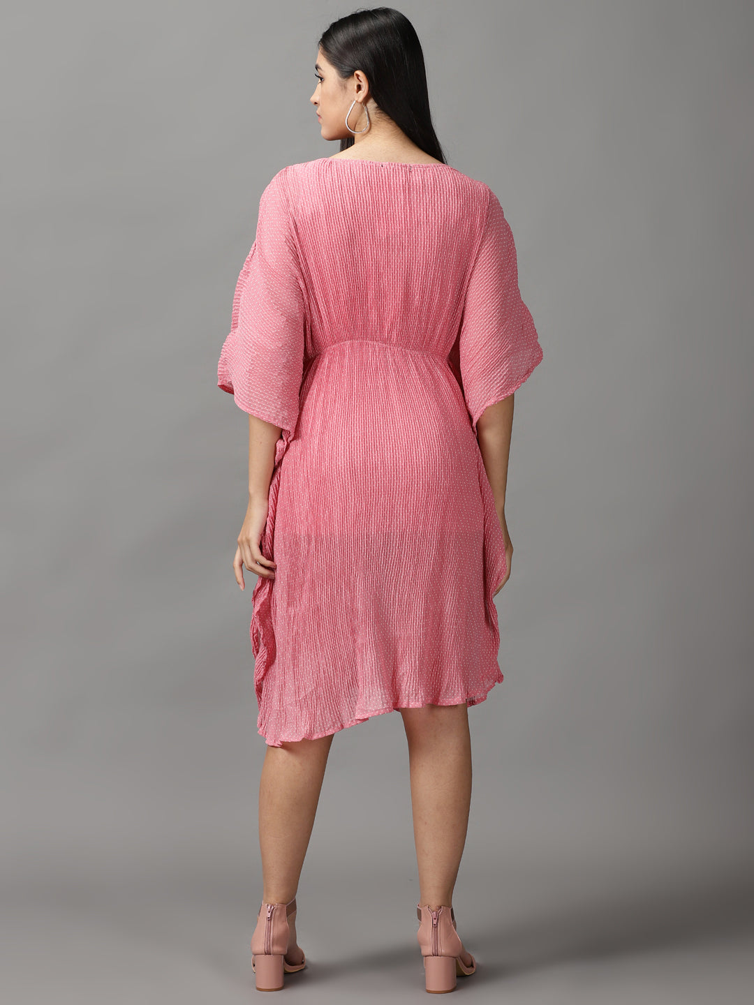 Women's Pink Polka Dots Kaftan Dress