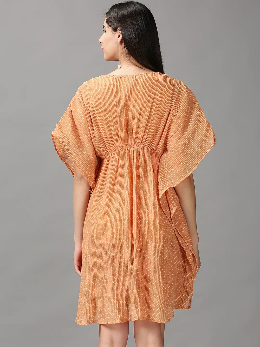 Women's Beige Printed Kaftan Dress