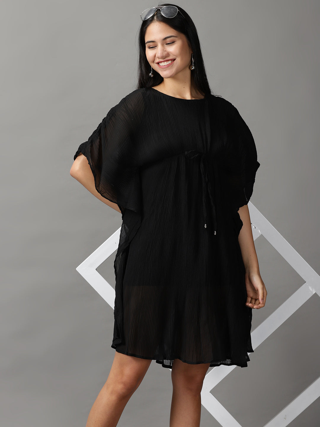 Women's Black Solid Kaftan Dress