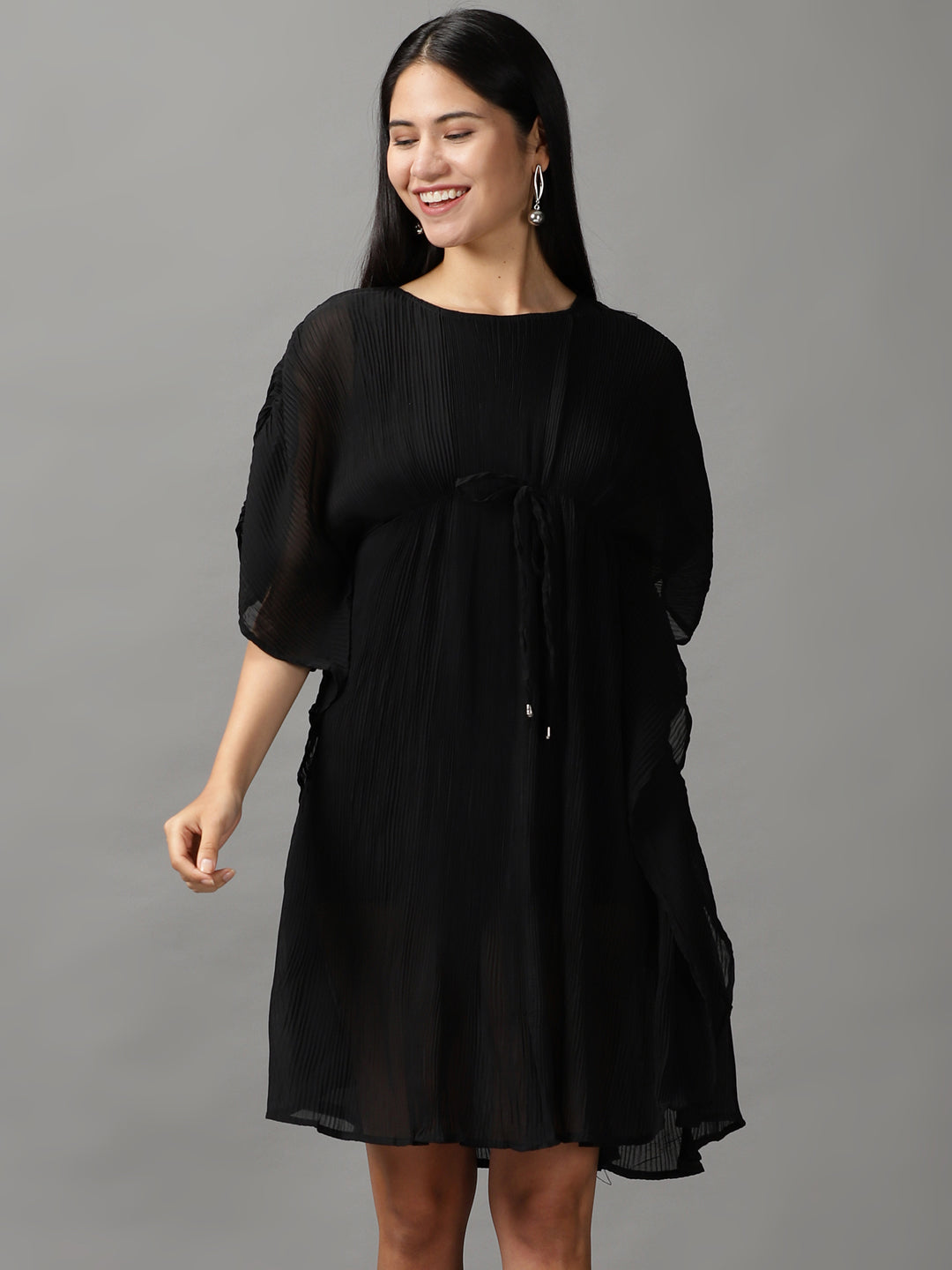 Women's Black Solid Kaftan Dress