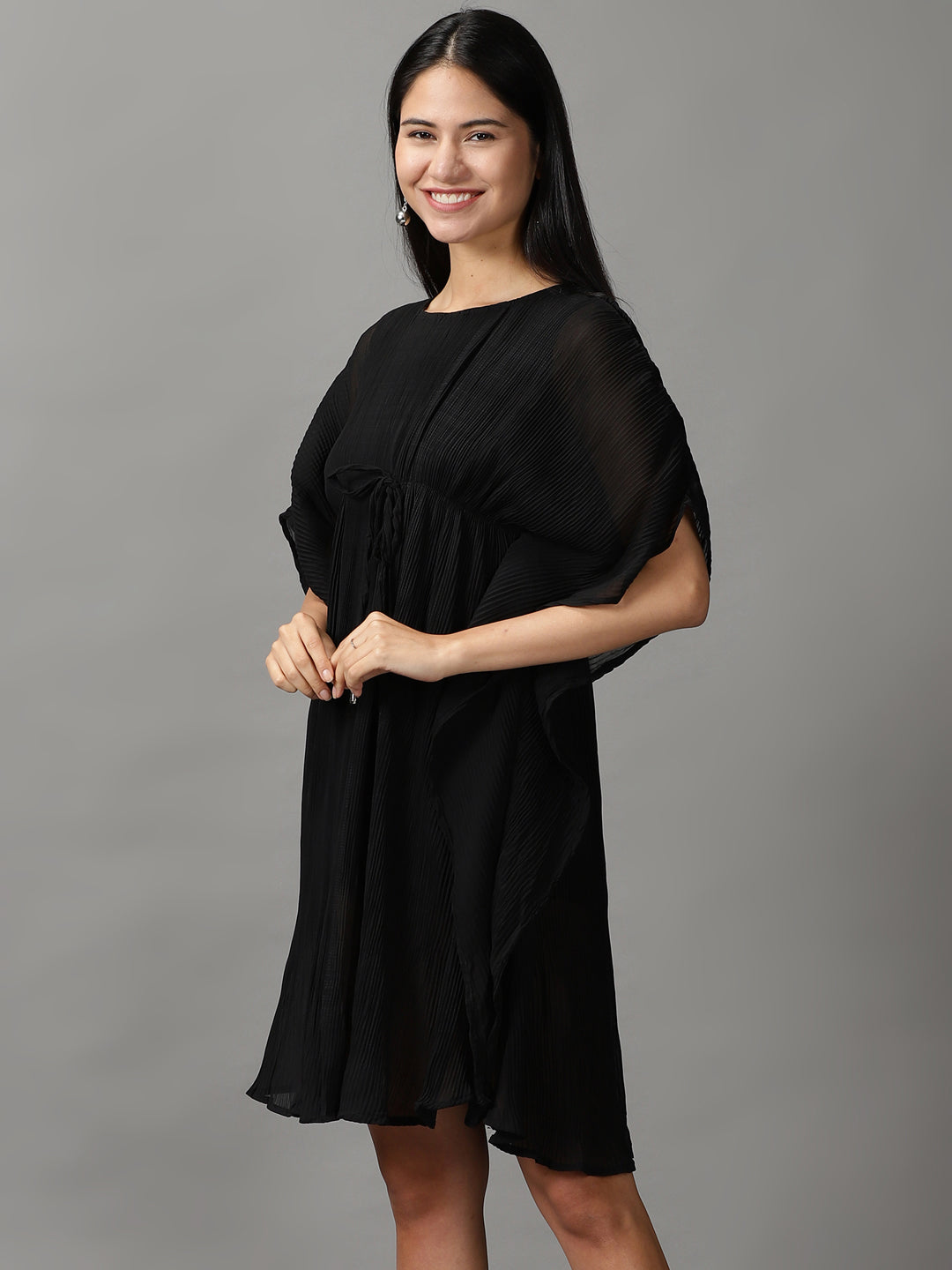 Women's Black Solid Kaftan Dress