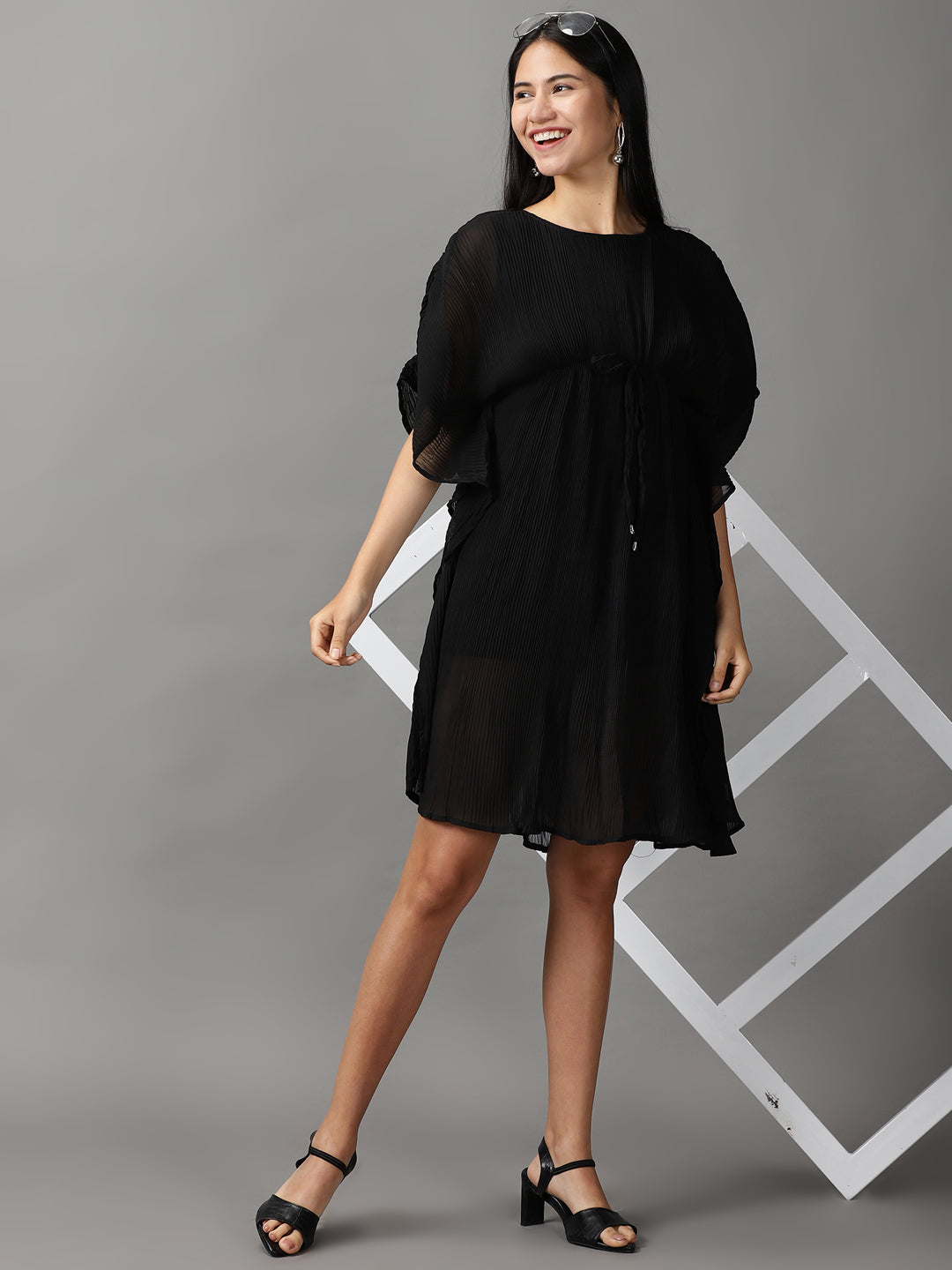 Women's Black Solid Kaftan Dress