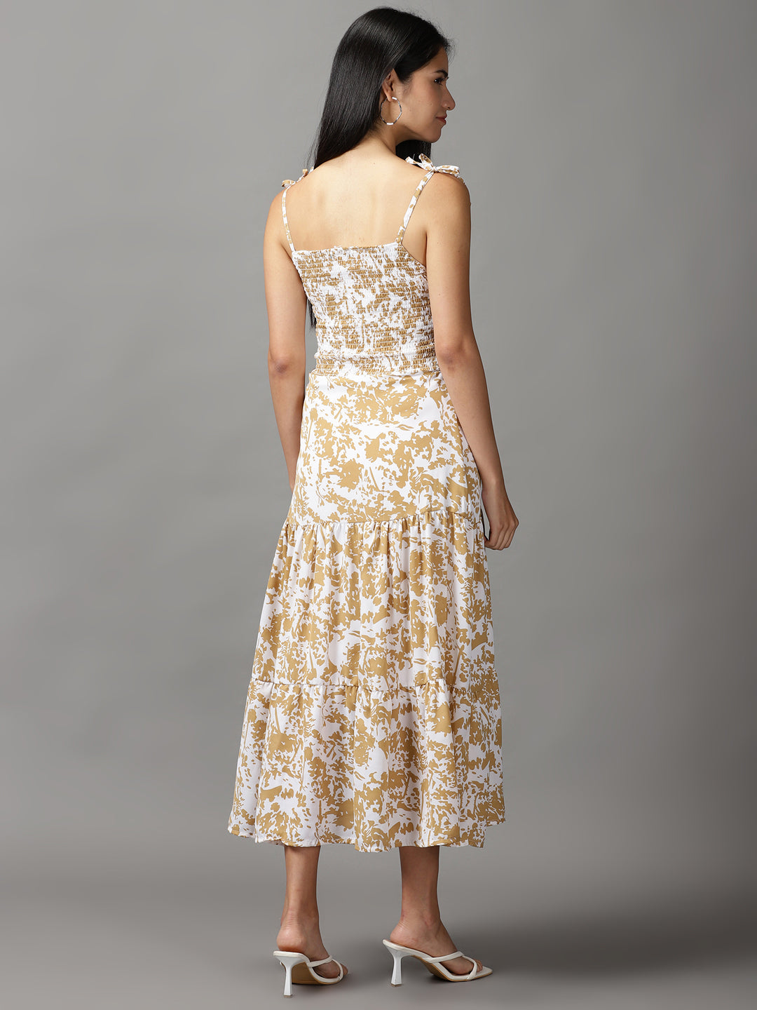 Women's White Printed Fit and Flare Dress