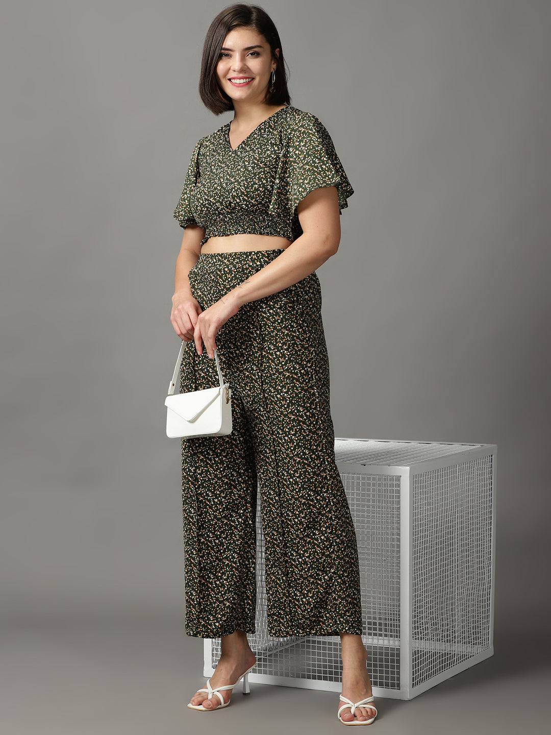 Women's Green Printed Co-Ords