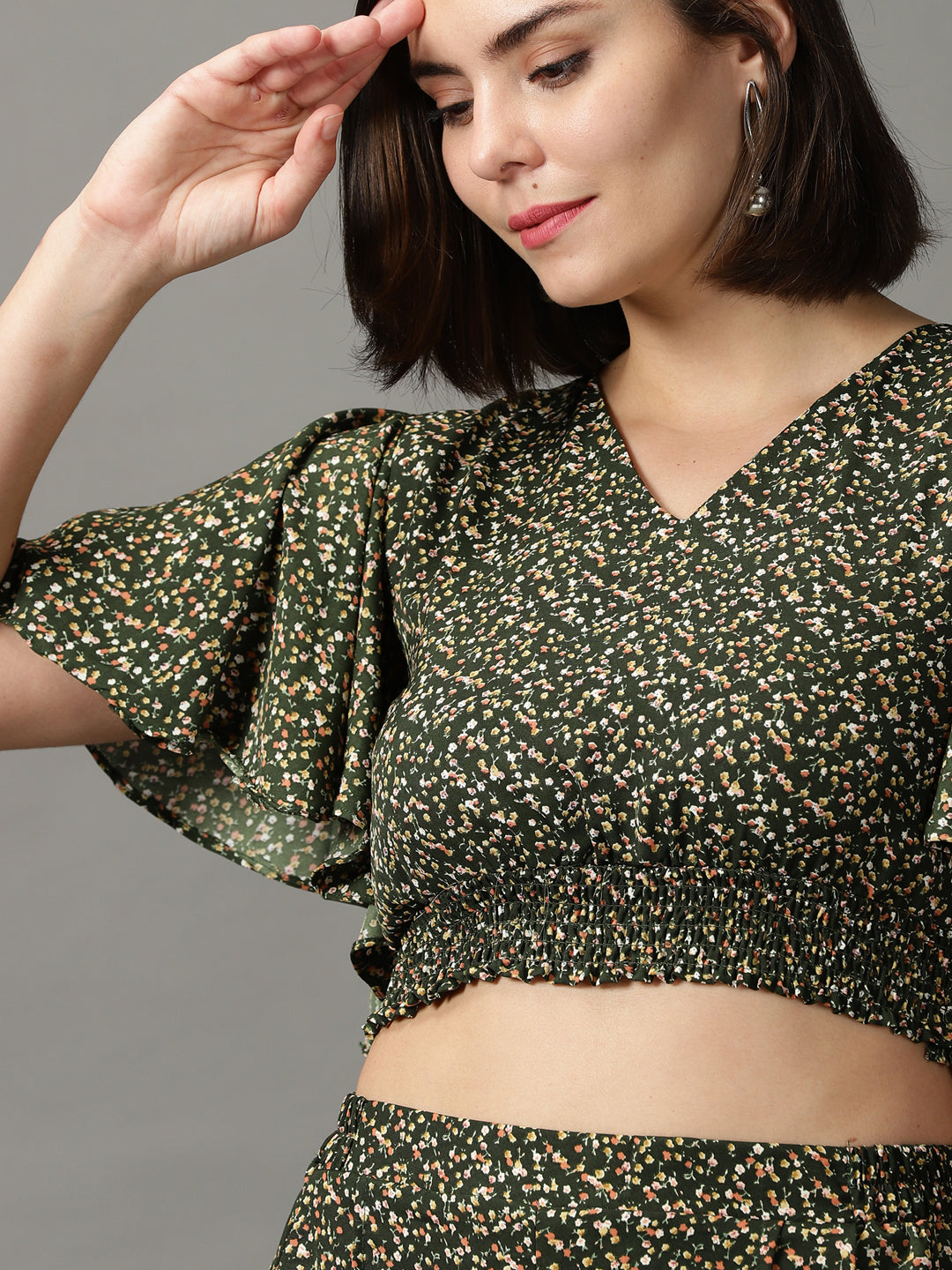 Women's Green Printed Co-Ords