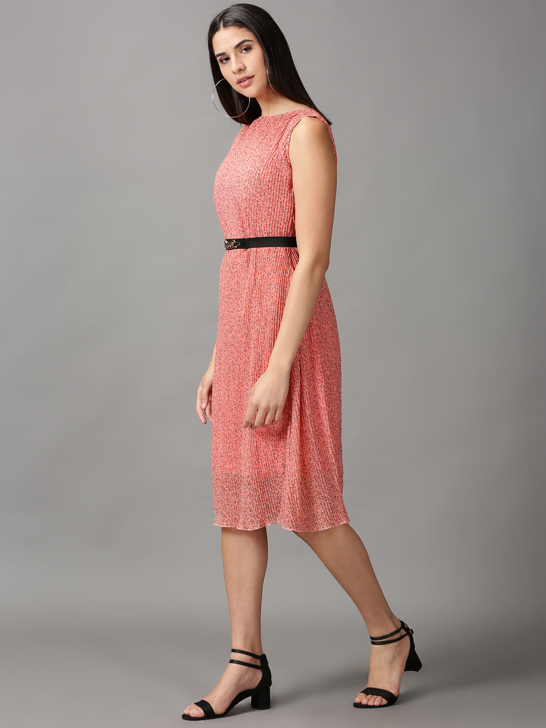 Women's Pink Printed A-Line Dress