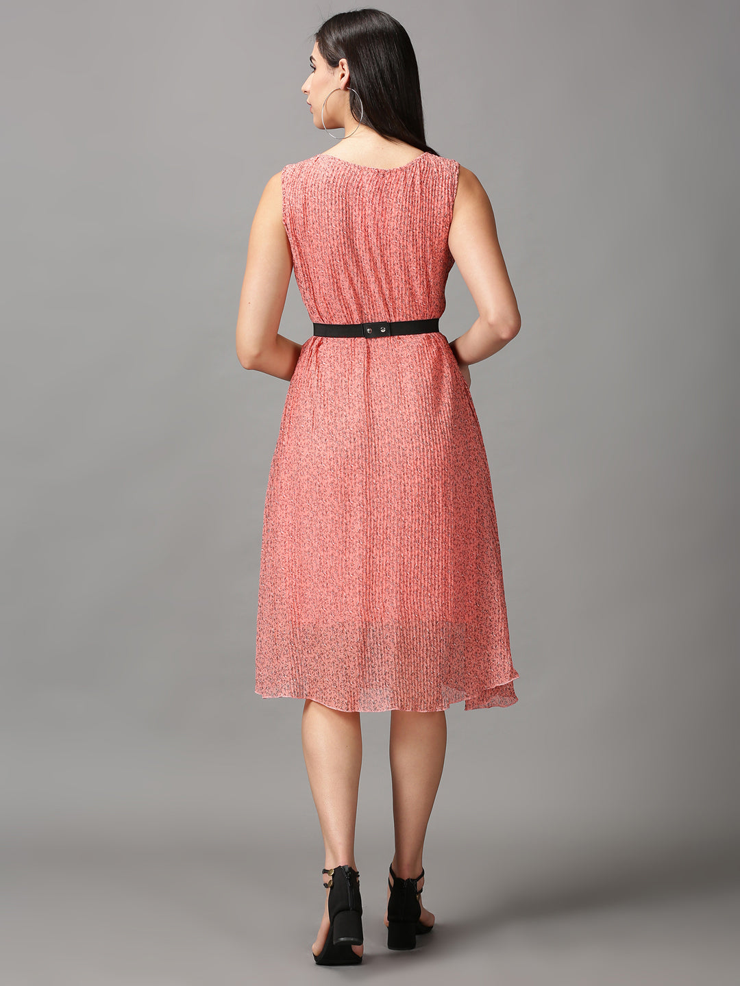 Women's Pink Printed A-Line Dress