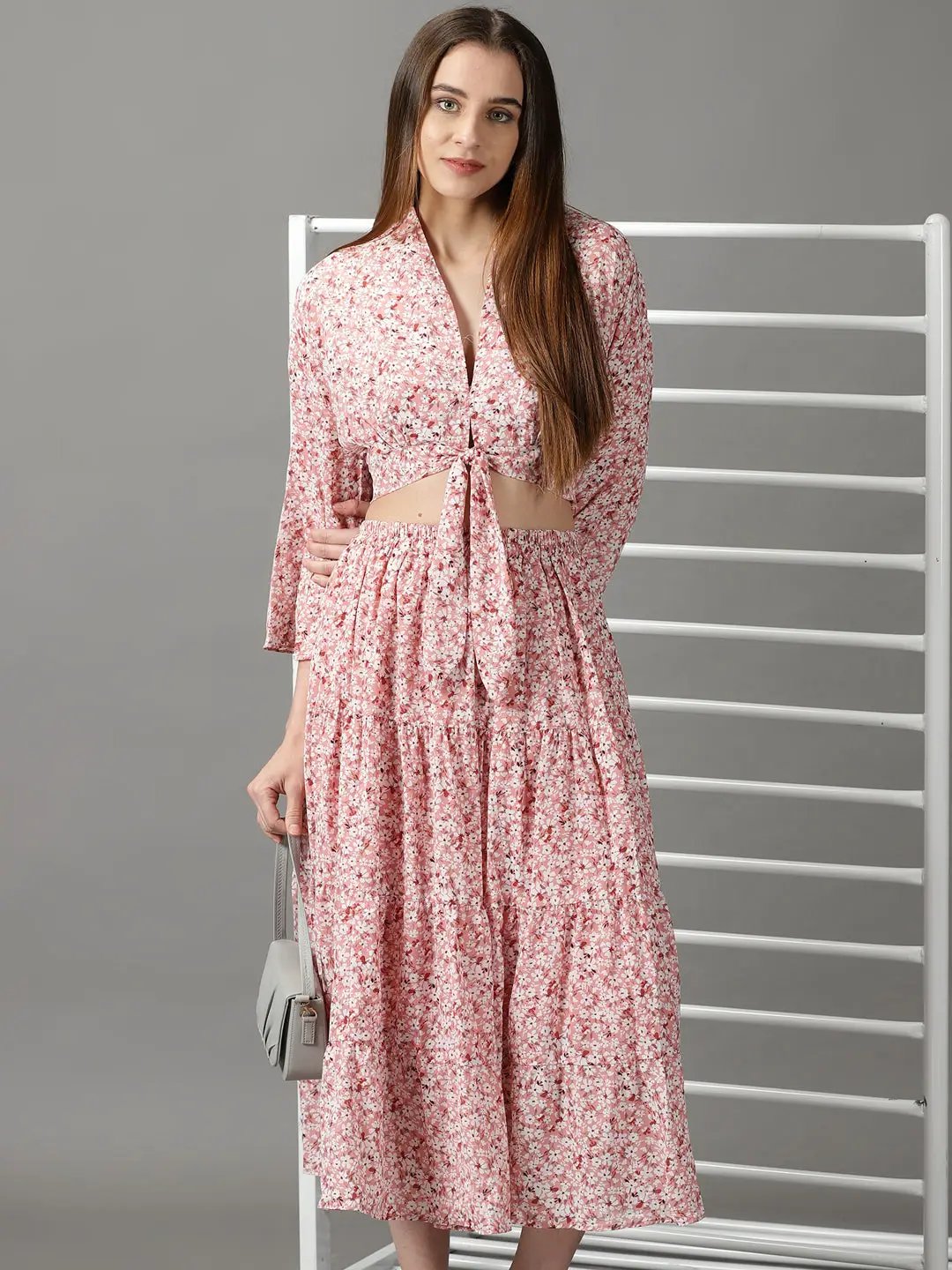 Women's Peach Printed Co-Ords Set