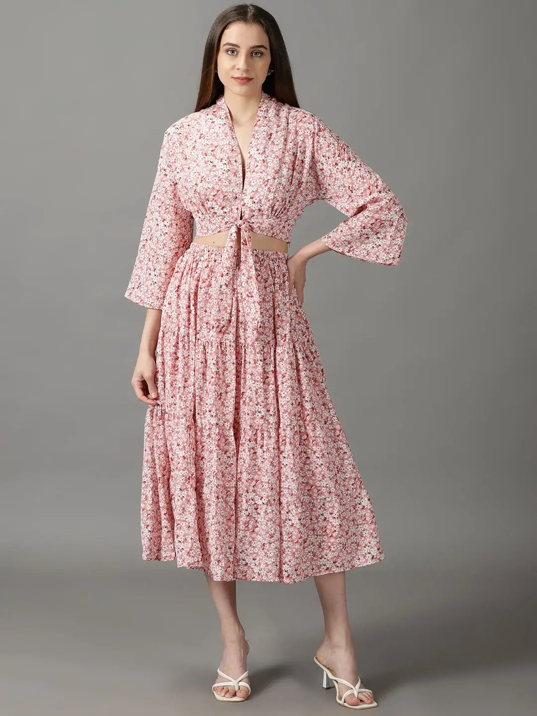 Women's Peach Printed Co-Ords Set