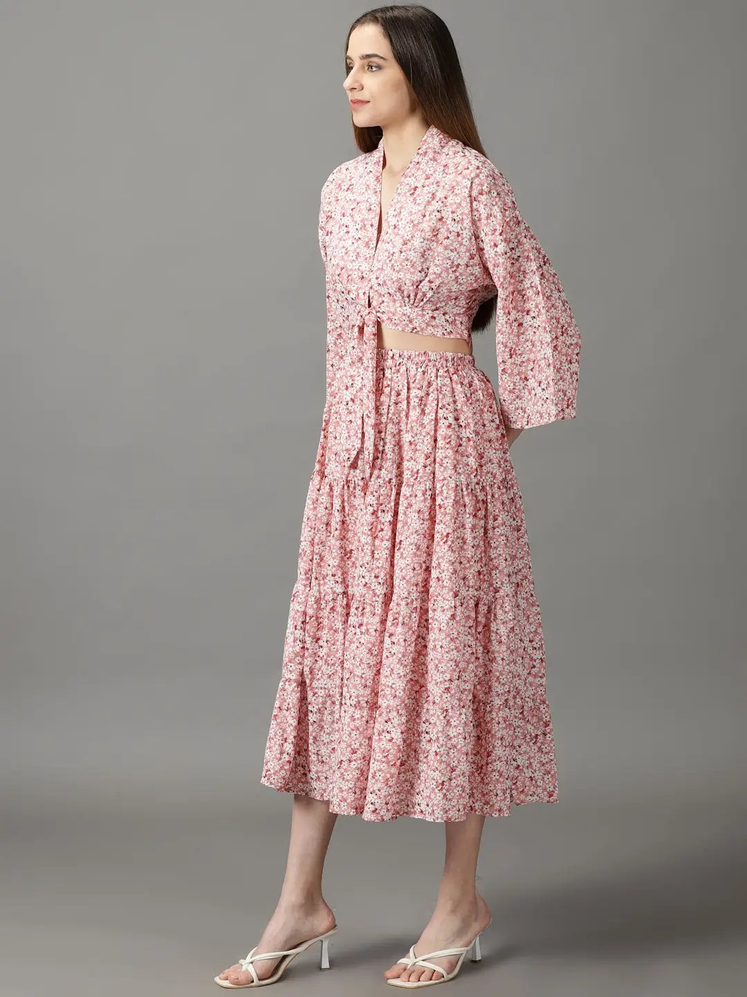 Women's Peach Printed Co-Ords Set