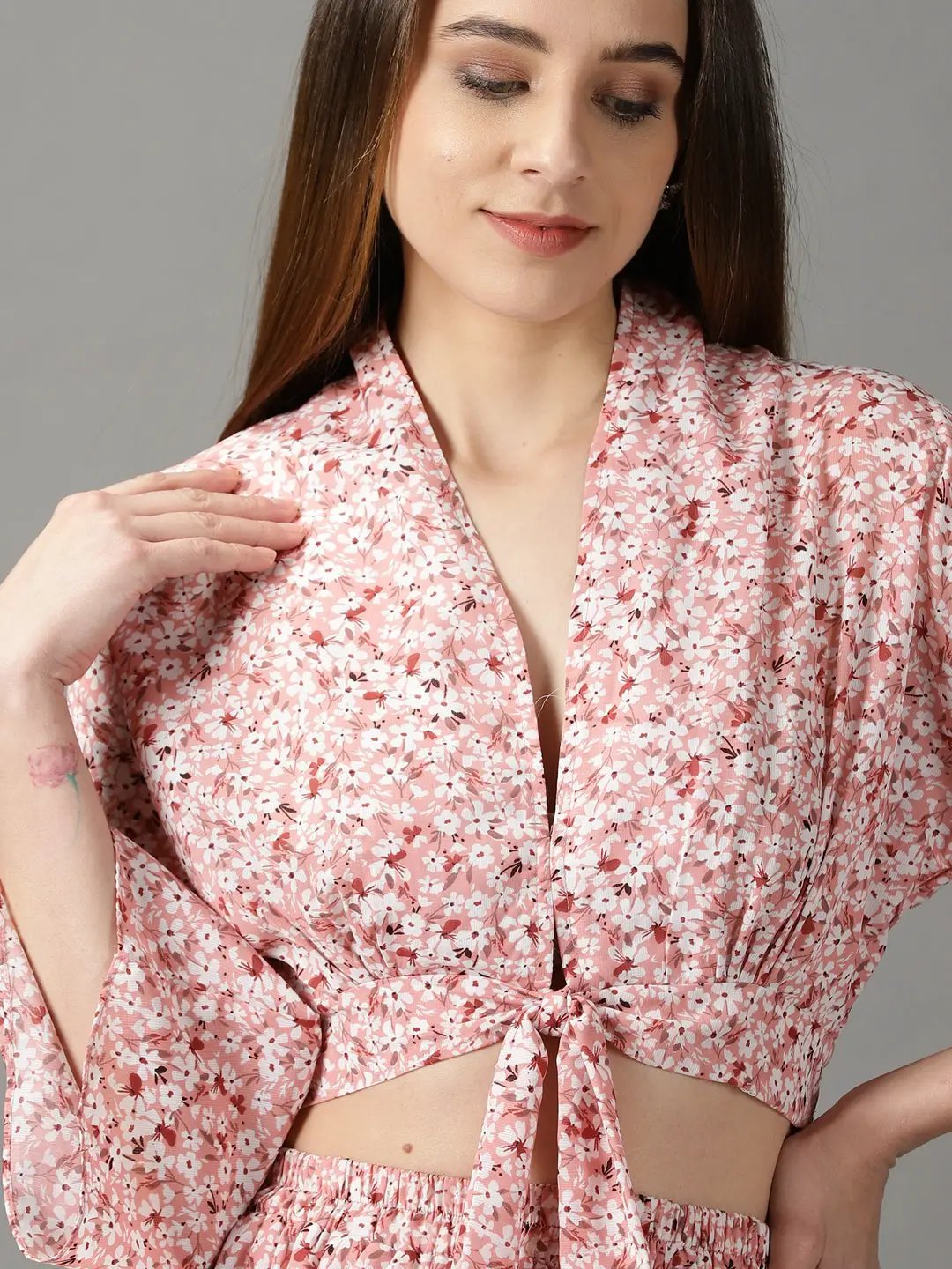 Women's Peach Printed Co-Ords Set
