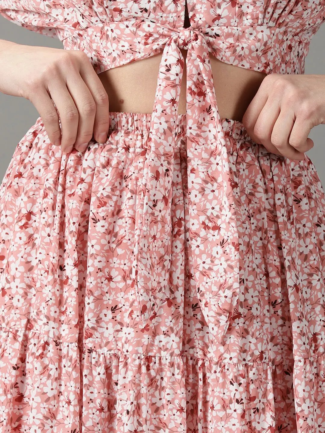 Women's Peach Printed Co-Ords Set