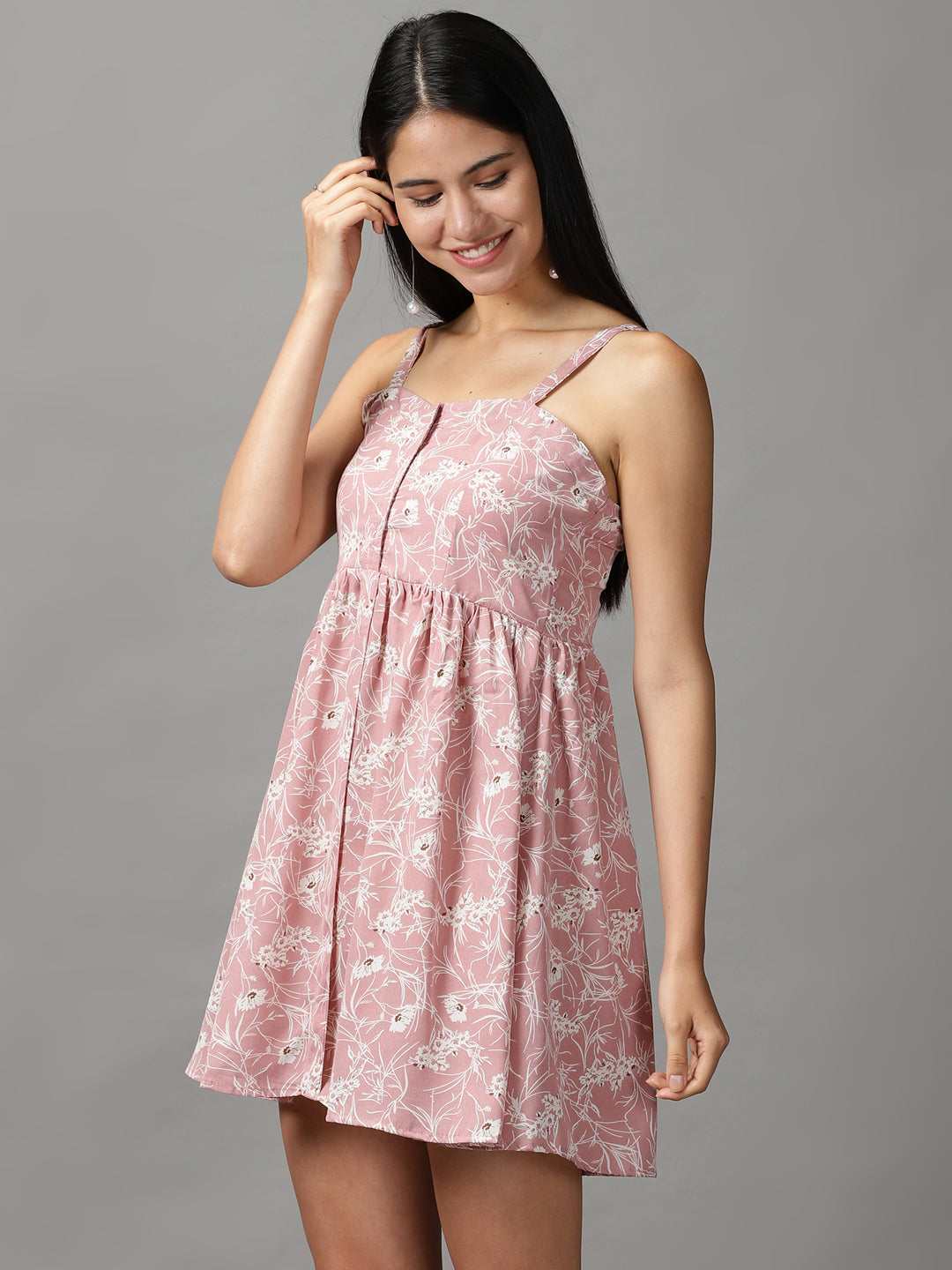 Women's Mauve Printed Fit and Flare Dress