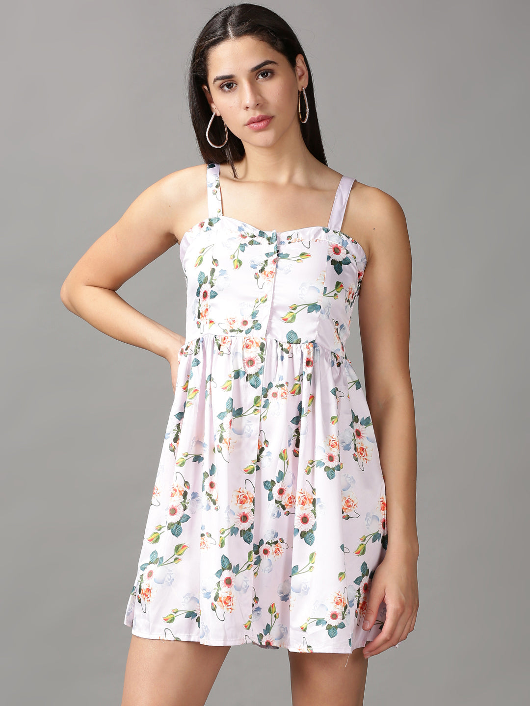 Women's Pink Floral Fit and Flare Dress