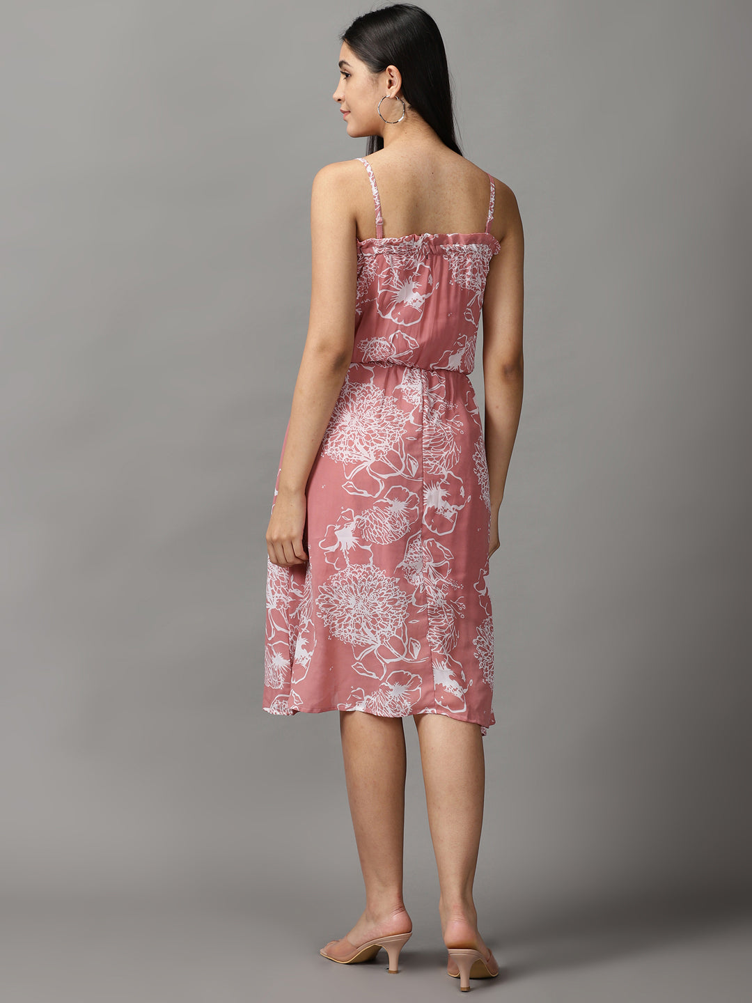 Women's Mauve Floral Fit and Flare Dress