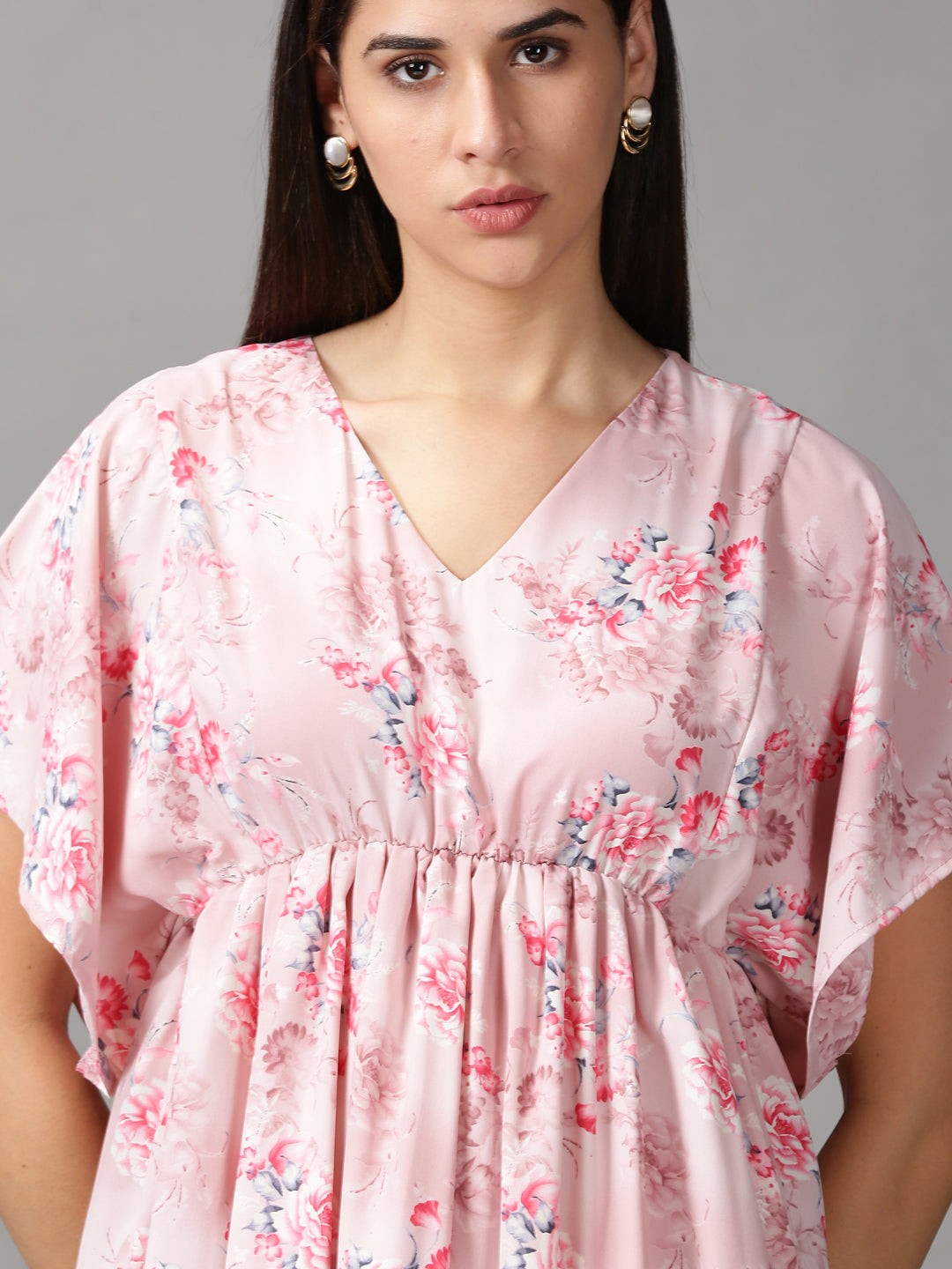 Women's Pink Printed Fit and Flare Top