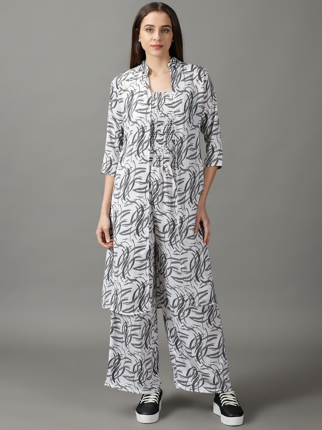 Women's White Printed Jumpsuit