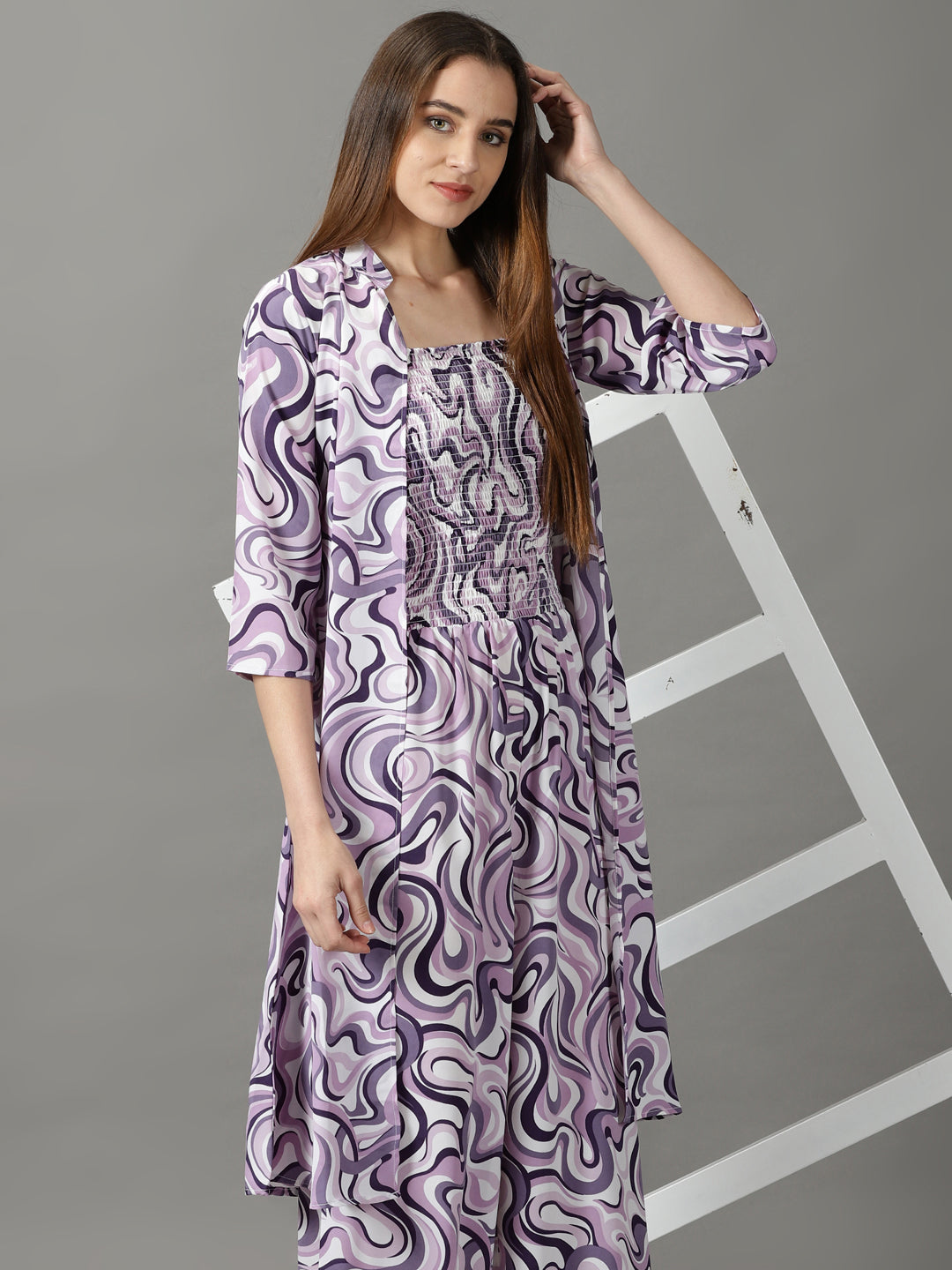 Women's Violet Printed Jumpsuit