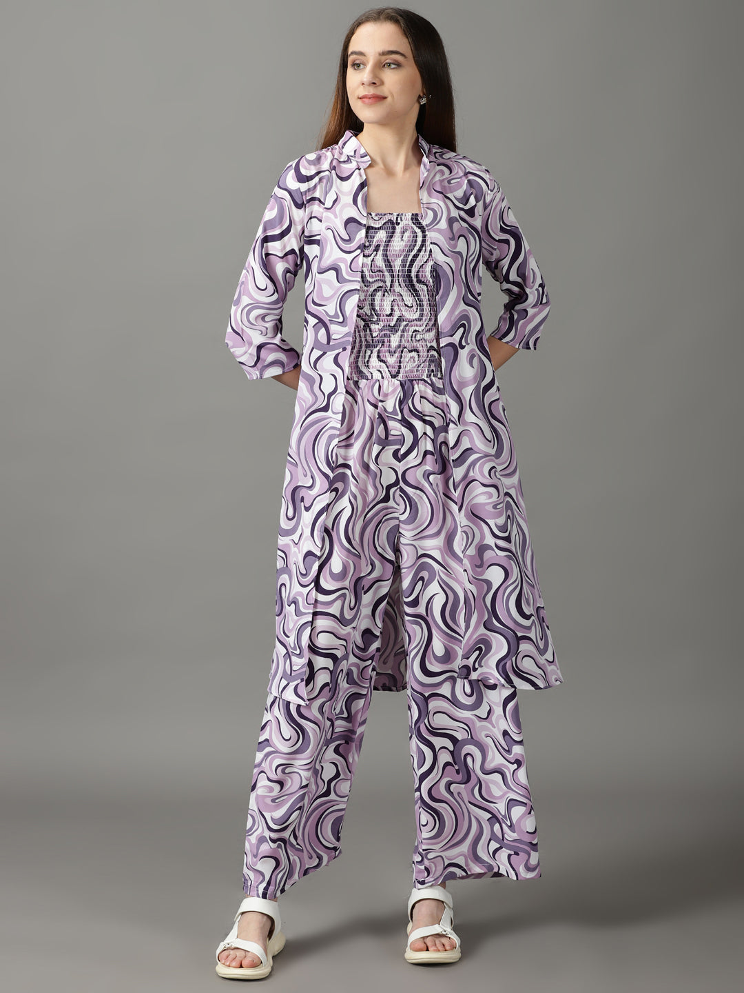 Women's Violet Printed Jumpsuit