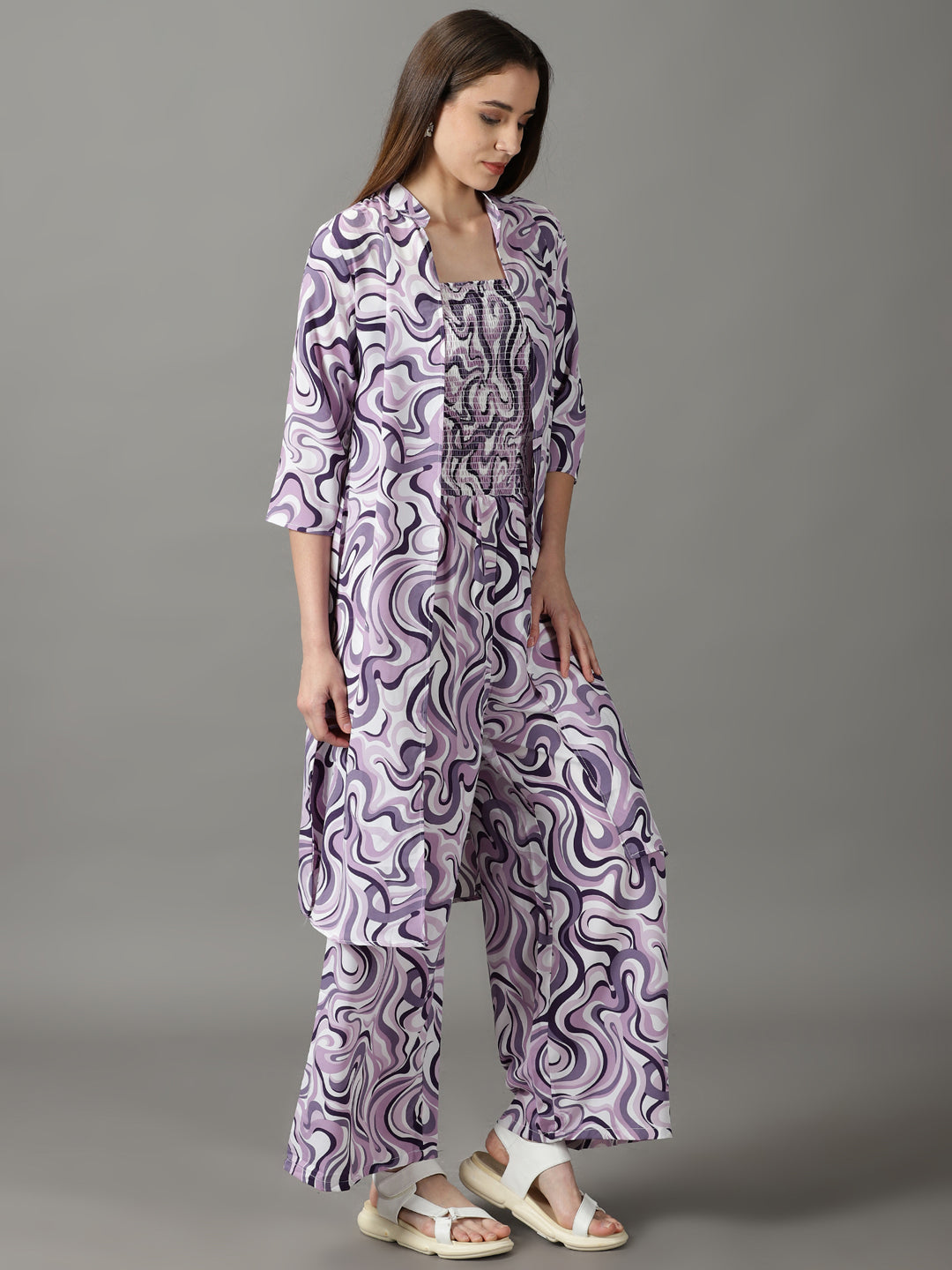 Women's Violet Printed Jumpsuit