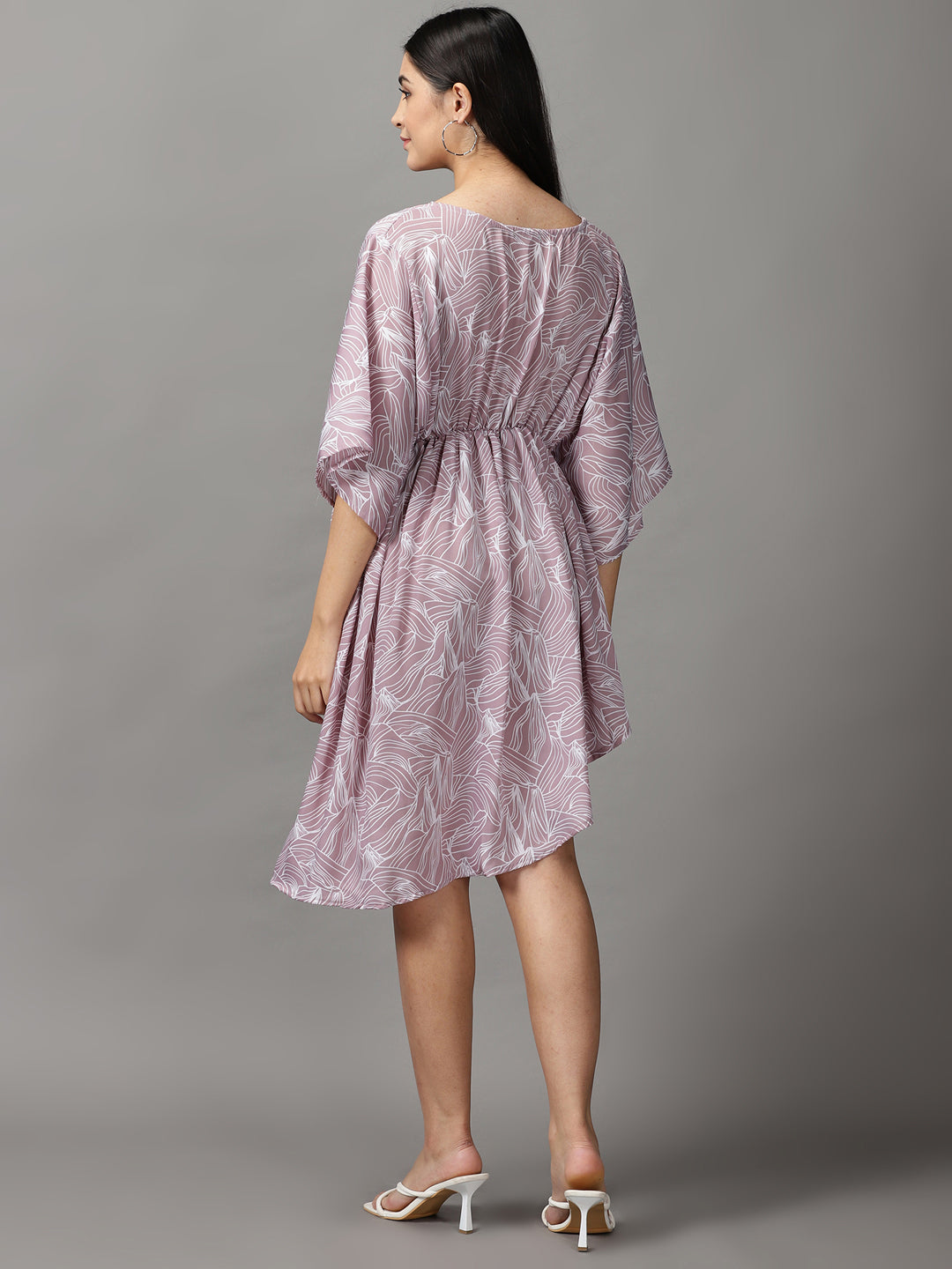 Women's Mauve Printed Fit and Flare Dress