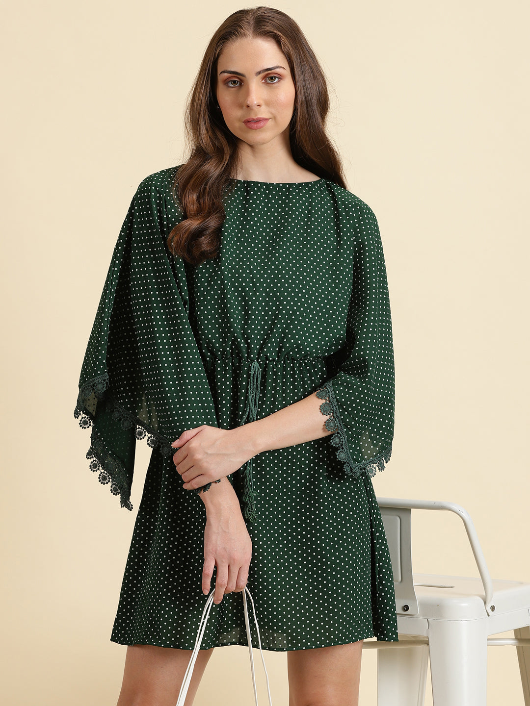 Women's Green Printed Fit and Flare Dress