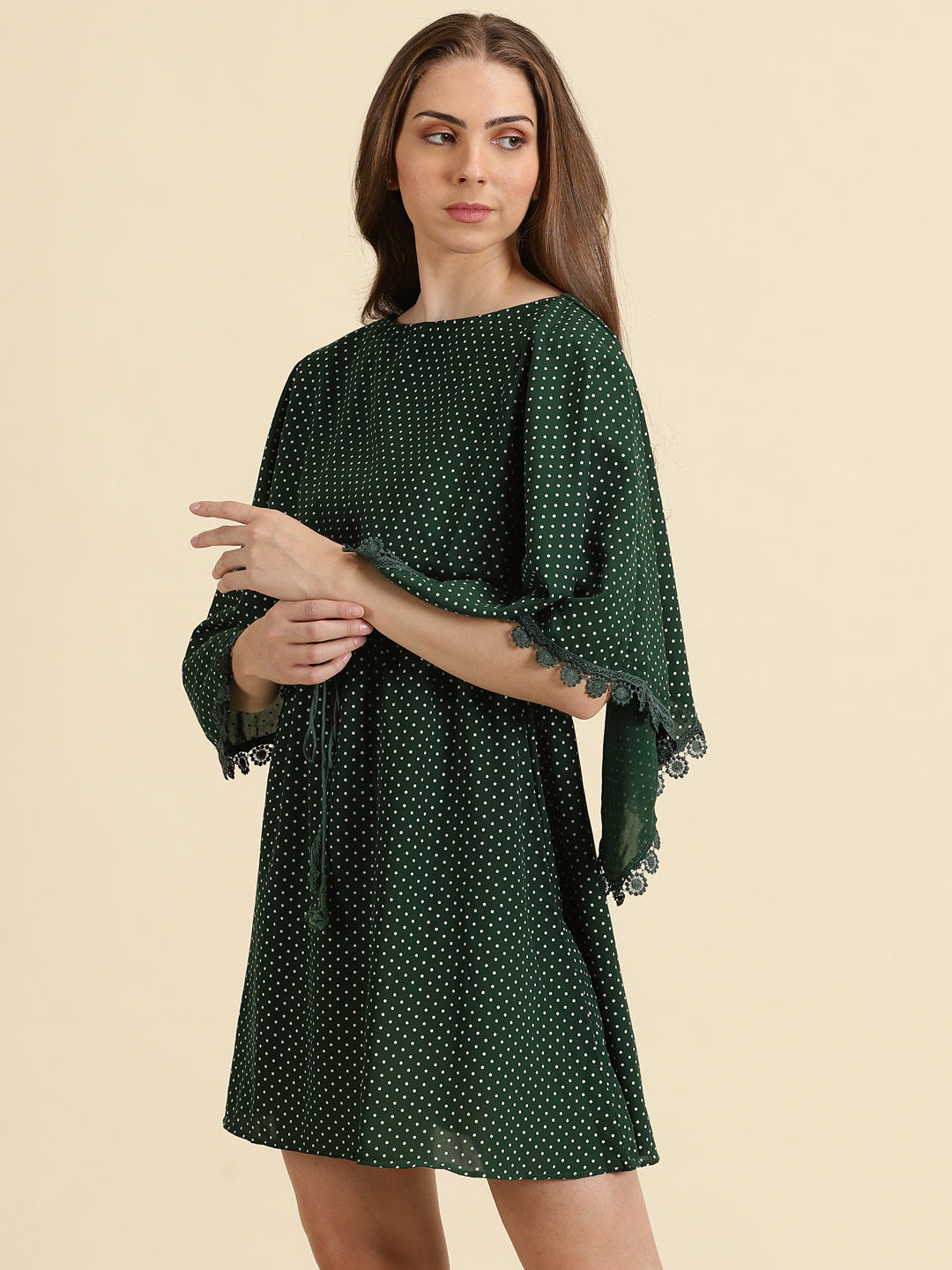 Women's Green Printed Fit and Flare Dress