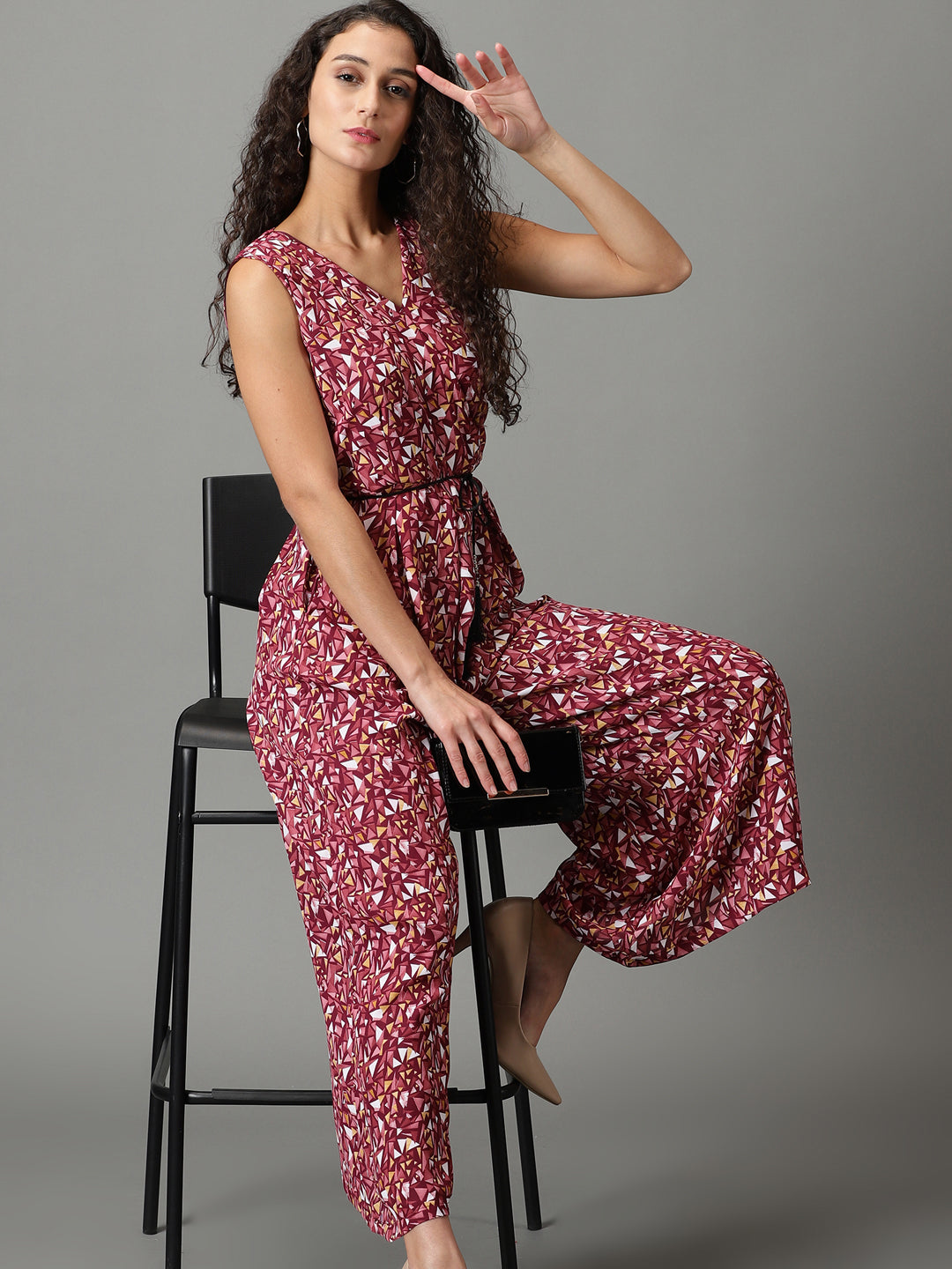 Women's Mauve Printed Jumpsuit