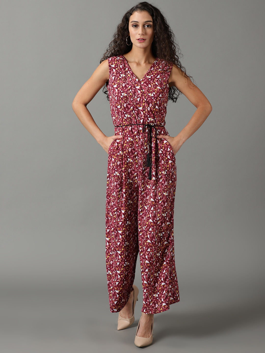 Women's Mauve Printed Jumpsuit