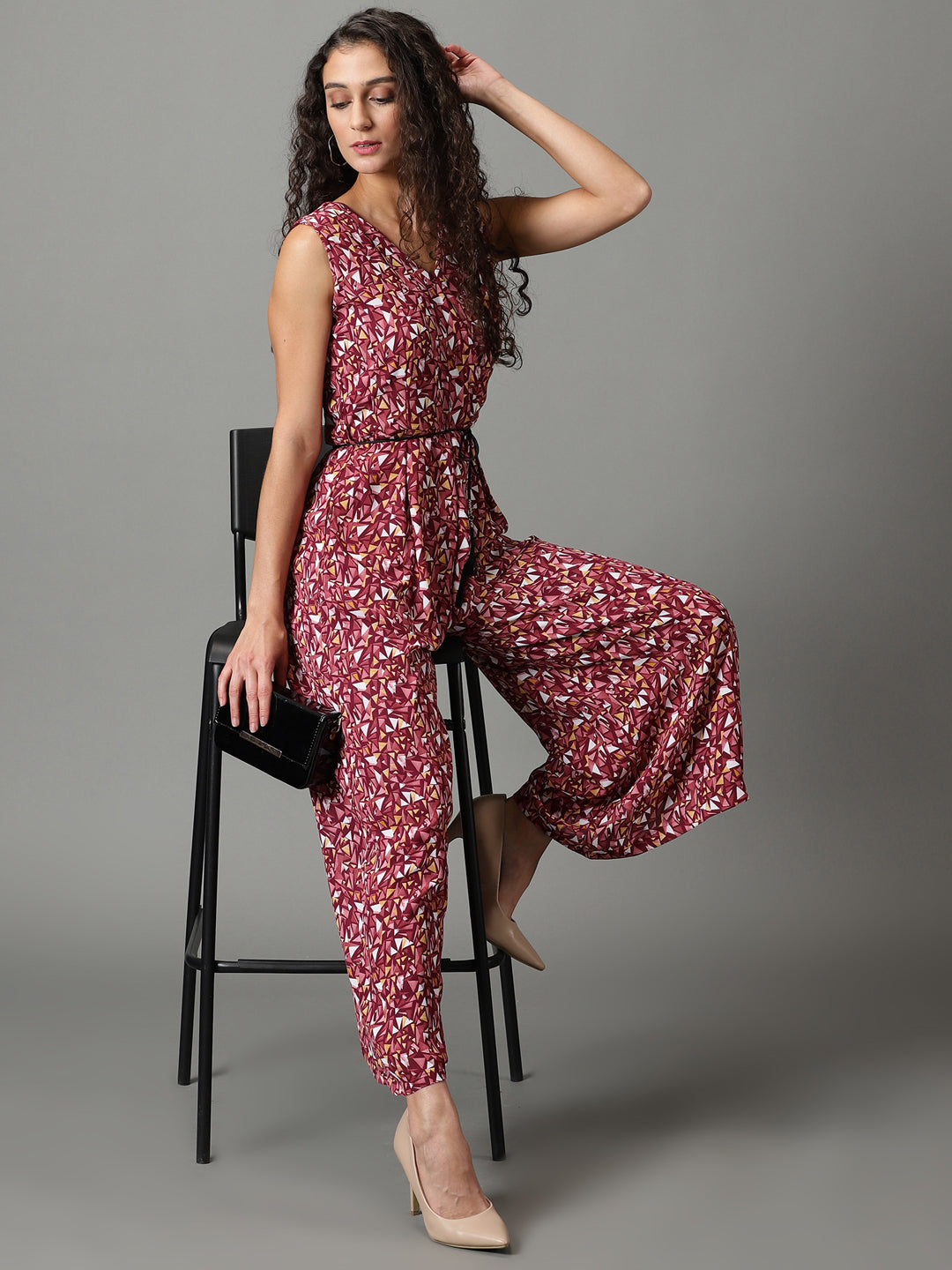 Women's Mauve Printed Jumpsuit