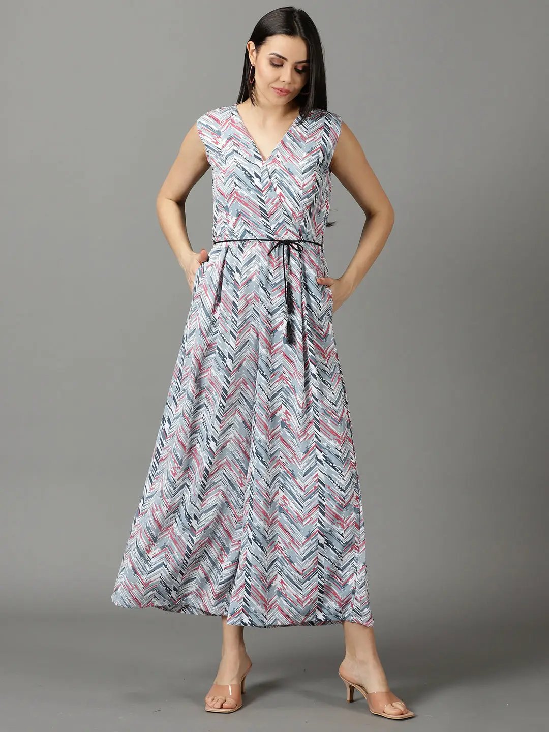 Women's Grey Printed Jumpsuit