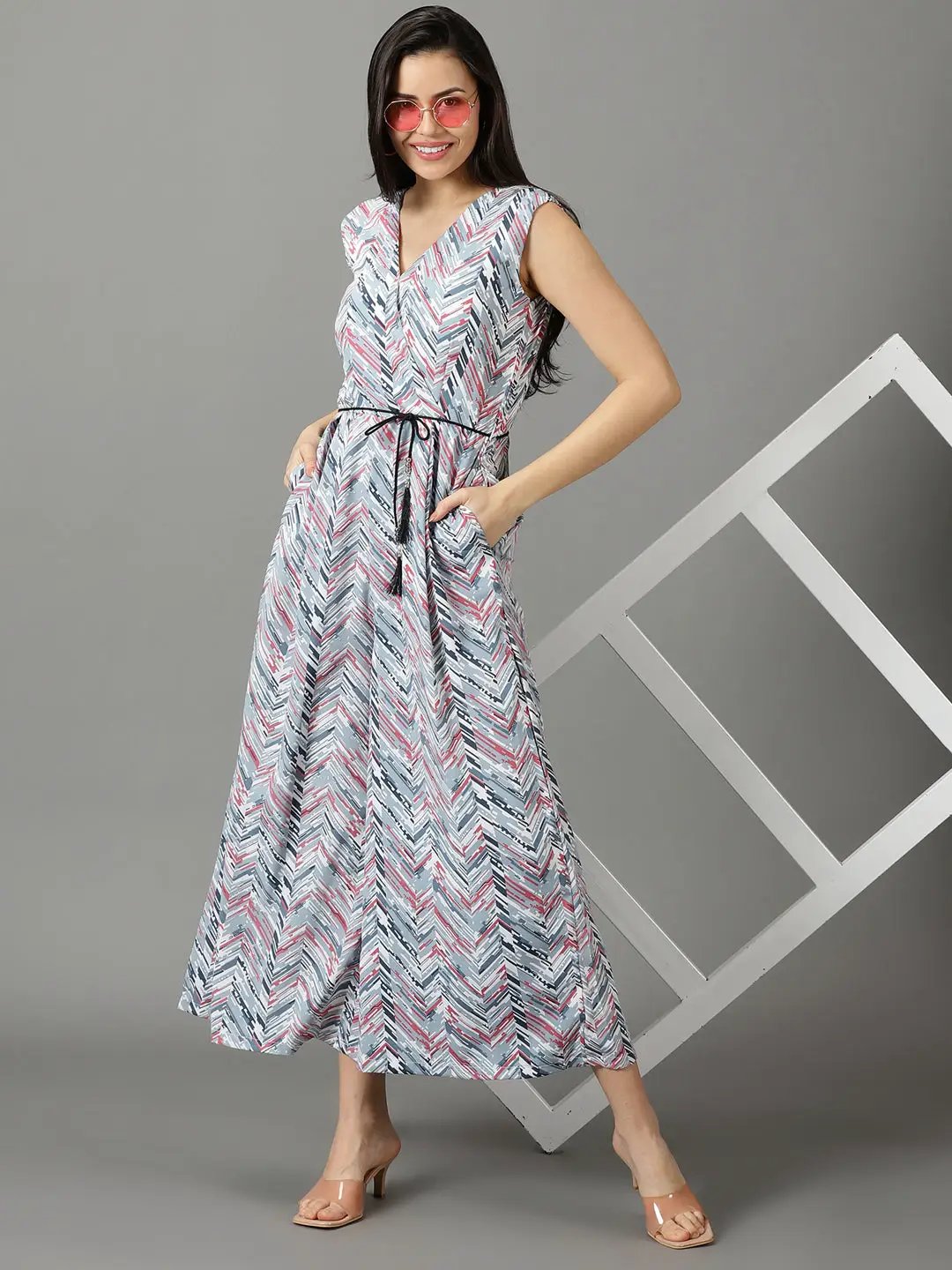 Women's Grey Printed Jumpsuit