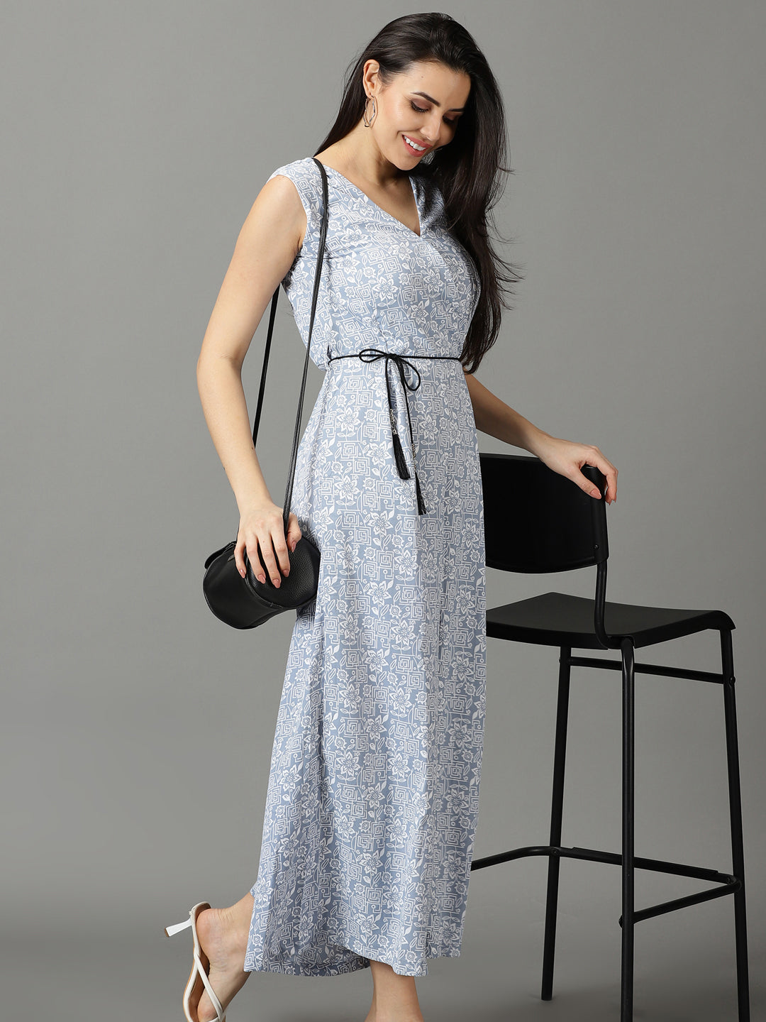 Women's Blue Printed Jumpsuit