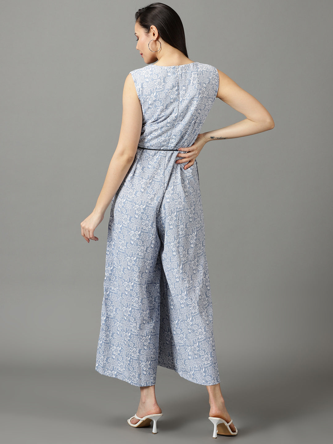 Women's Blue Printed Jumpsuit